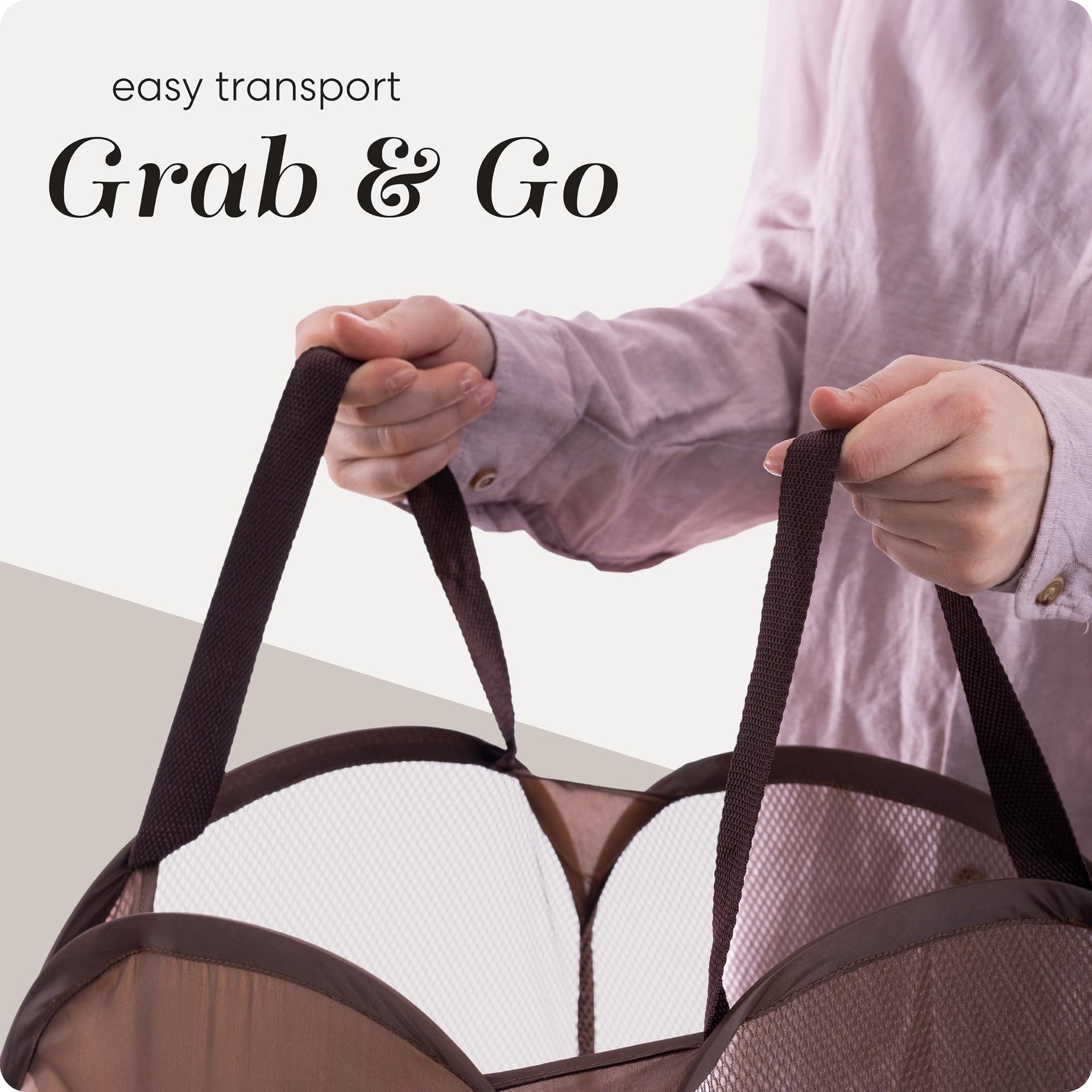 Collapsible Mesh Pop Up Laundry Hamper with Side Pocket