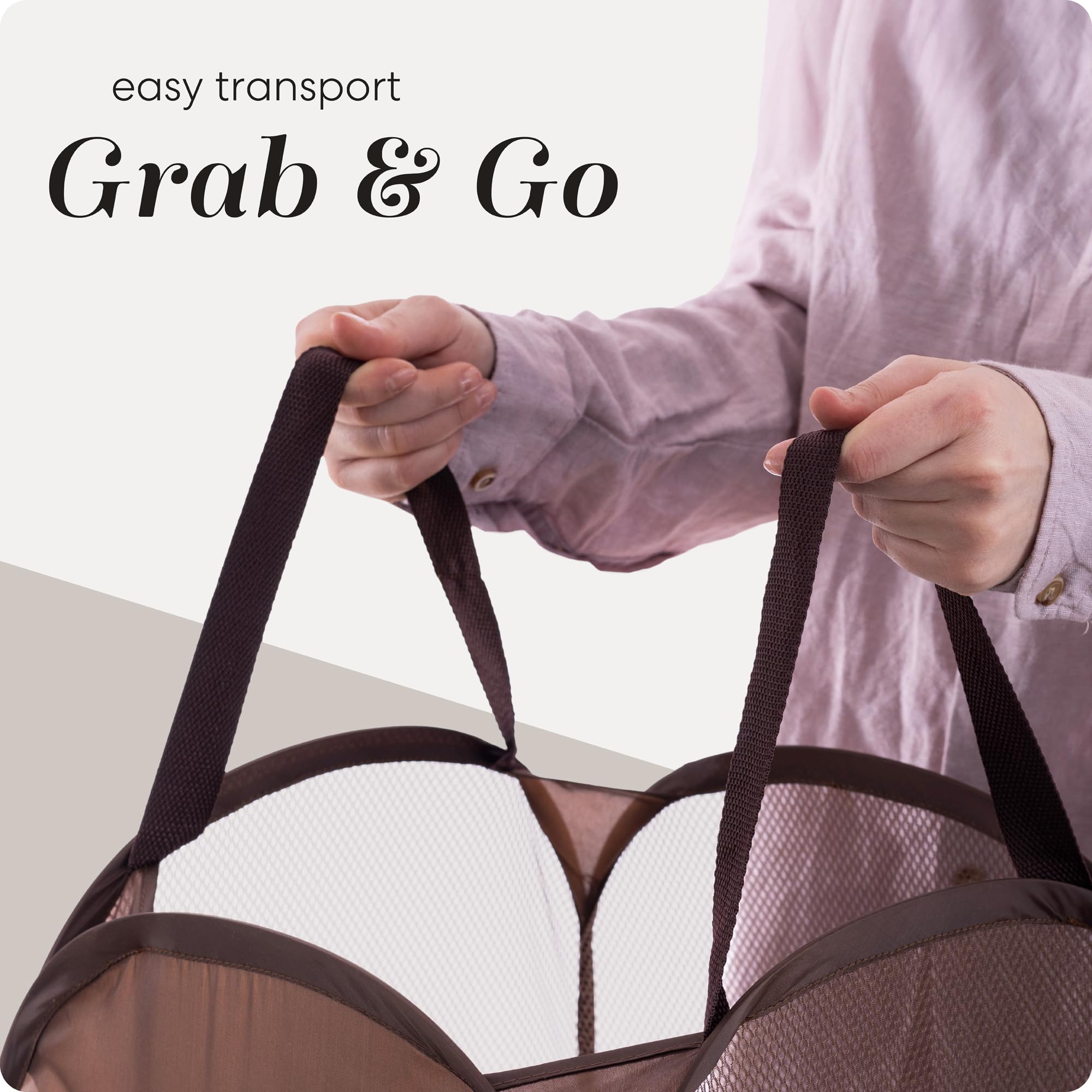 Collapsible Mesh Pop Up Laundry Hamper with Side Pocket