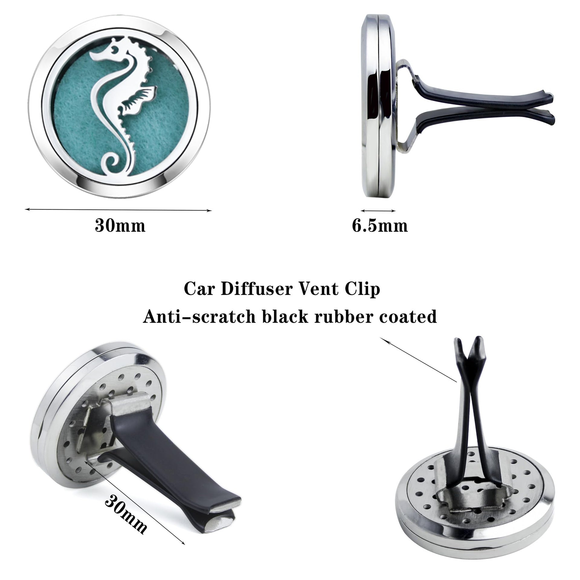 Car Essential Oil Diffuser Vent Clip Car Diffuser Vent Clips Hippocampus Air Freshener 10 Felt Pads Car Accessories for Women Gifts