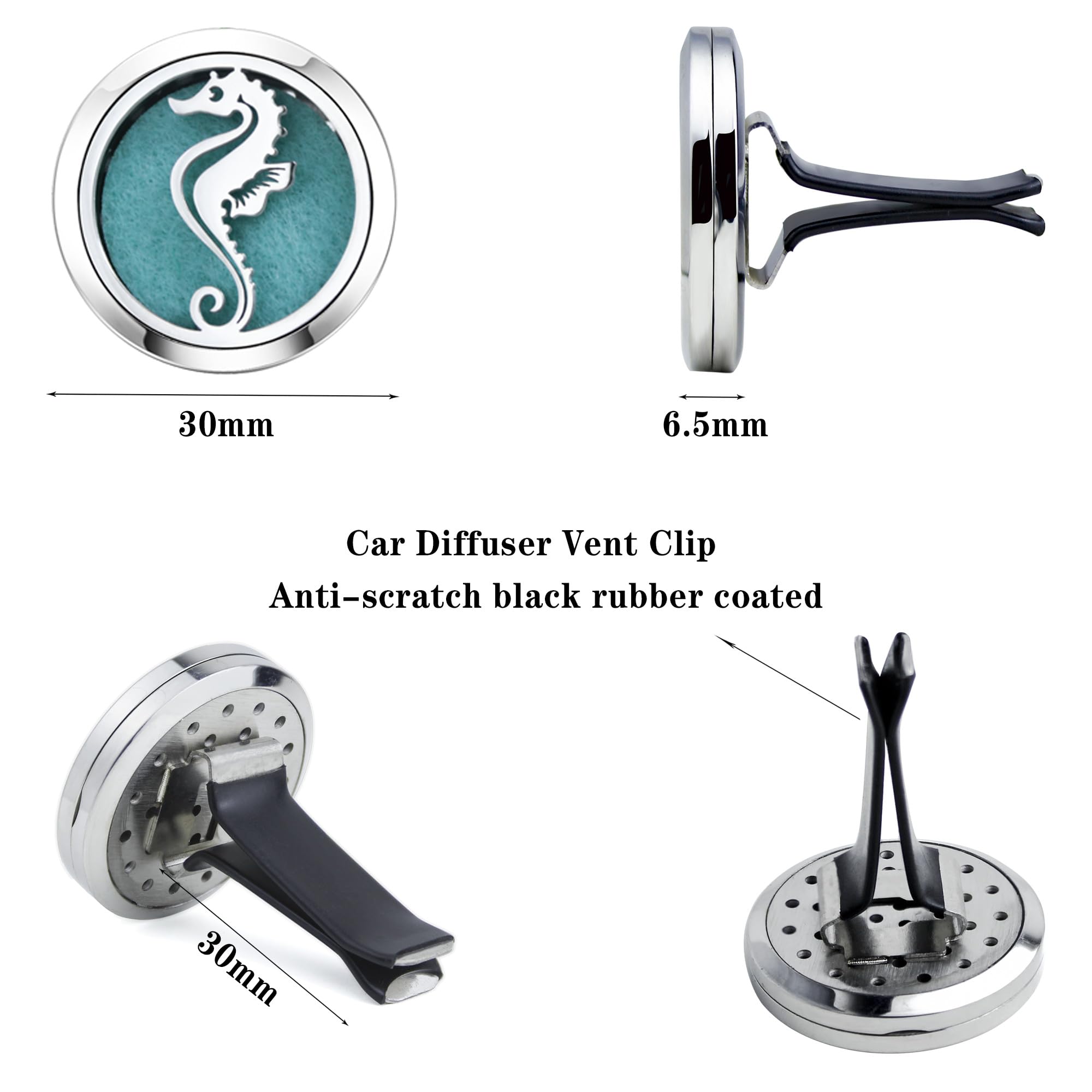 Car Essential Oil Diffuser Vent Clip Car Diffuser Vent Clips Hippocampus Air Freshener 10 Felt Pads Car Accessories for Women Gifts