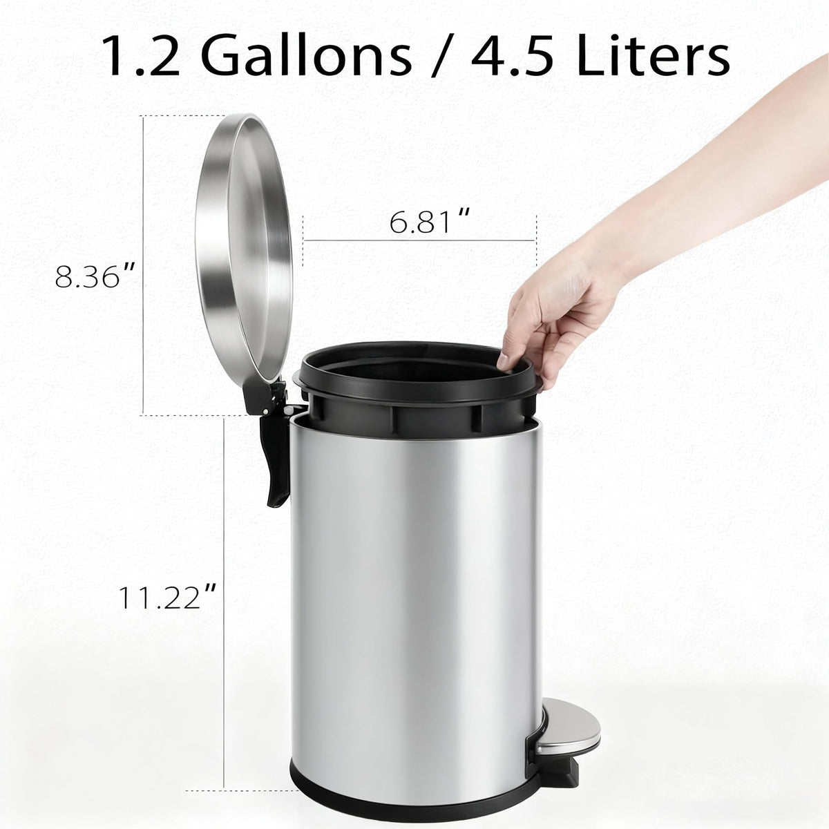Small Bathroom Trash Can with Lid Soft Close