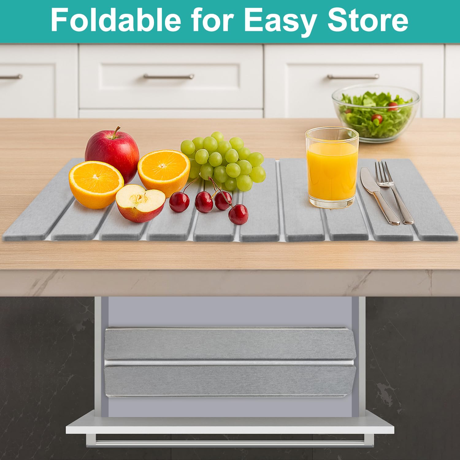 Large Stone Dish Drying Mat for Kitchen Sink Diatomite Countertop Dish
