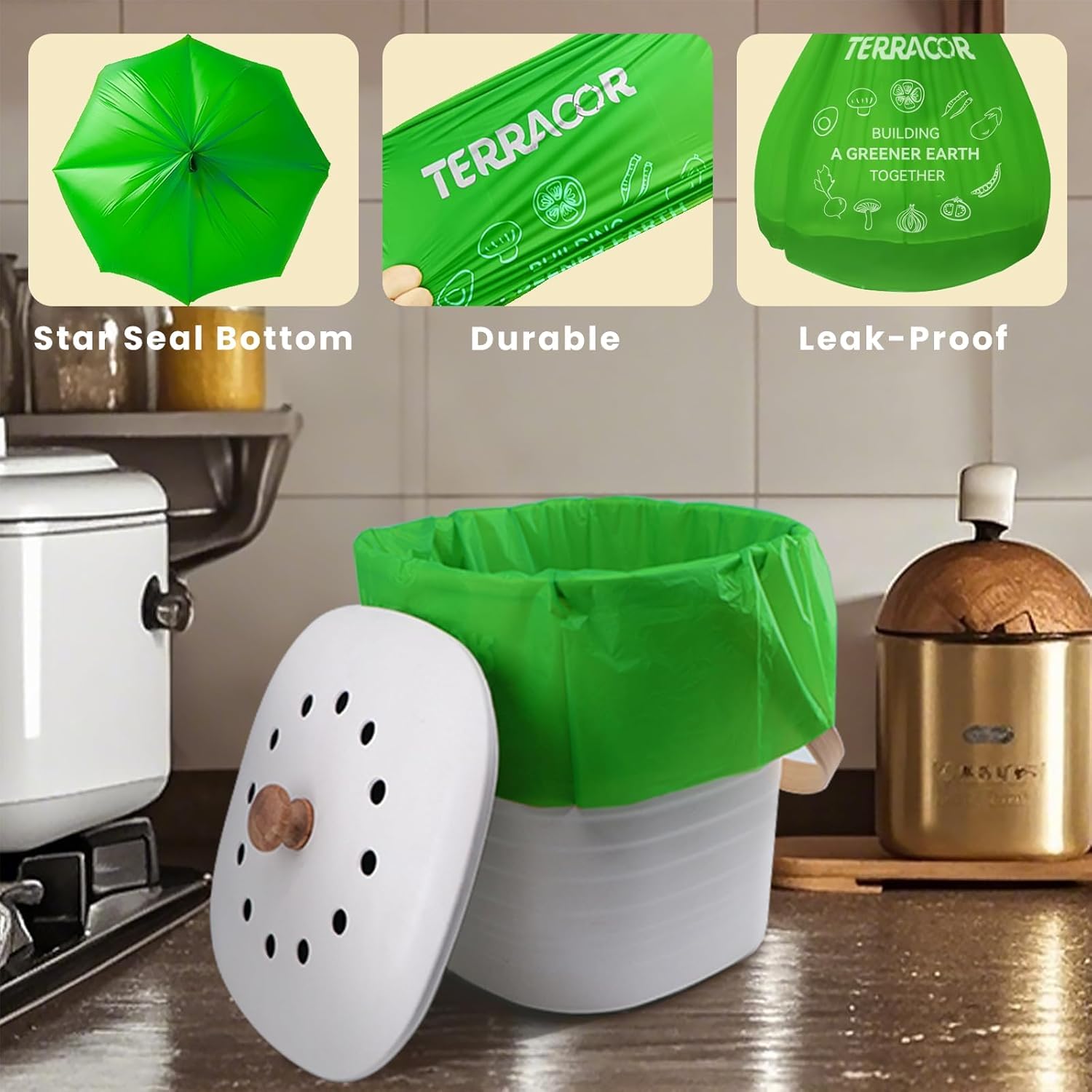 1.3 to 1.6 Gallon Compostable Trash Bags (35 Count)