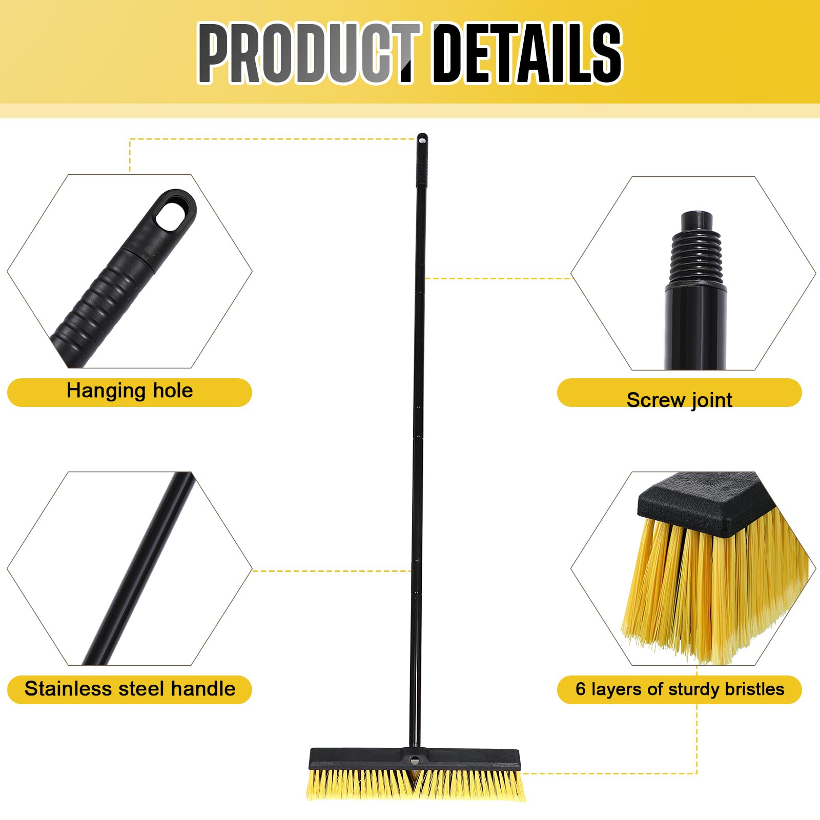 6 Pack 18 Inches Push Broom Outdoor