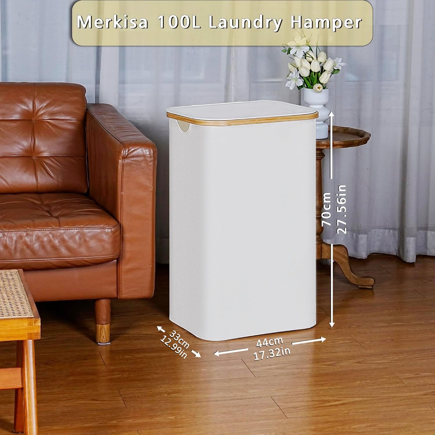 100L Laundry Hamper with Lid