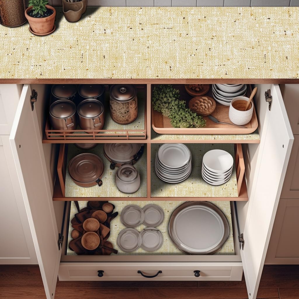 Shelf Liner Non Adhesive 18 Inch x 40 Feet Beige Kitchen Drawer Liner