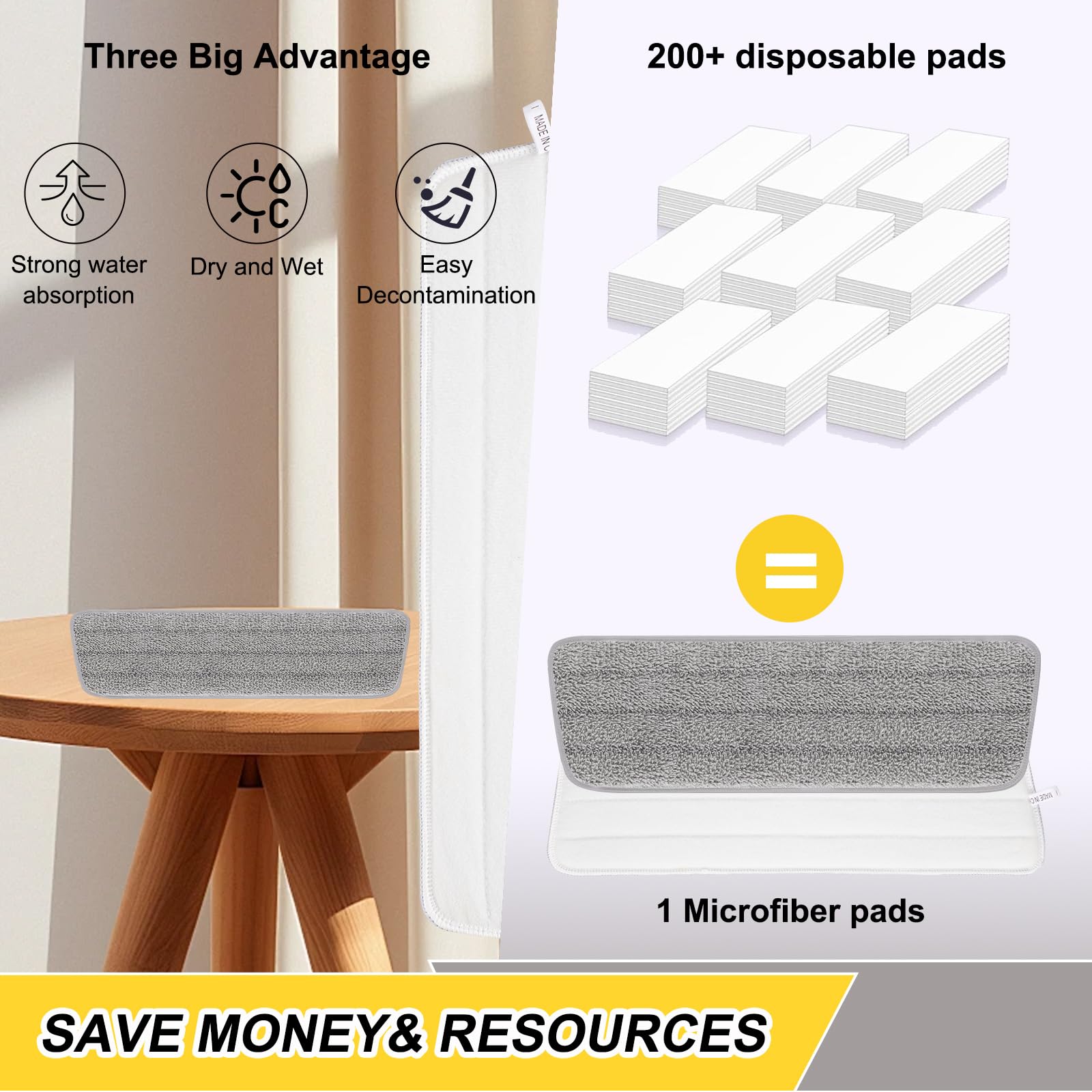 16.5 inch Reusable Mop Pads Microfiber Spray Mop Replacement Heads for Wet