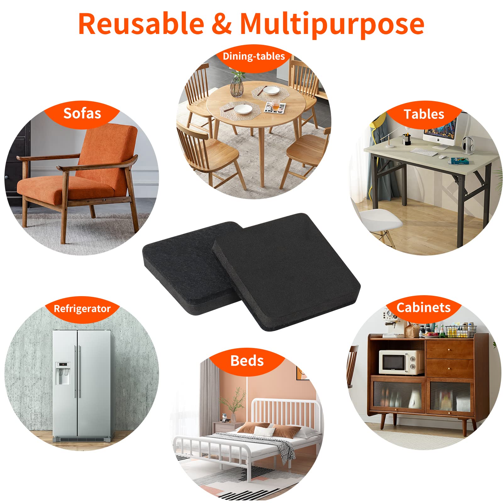 3.5" Felt Furniture Movers Sliders for Hardwood & Vinyl Floors (16 Count)