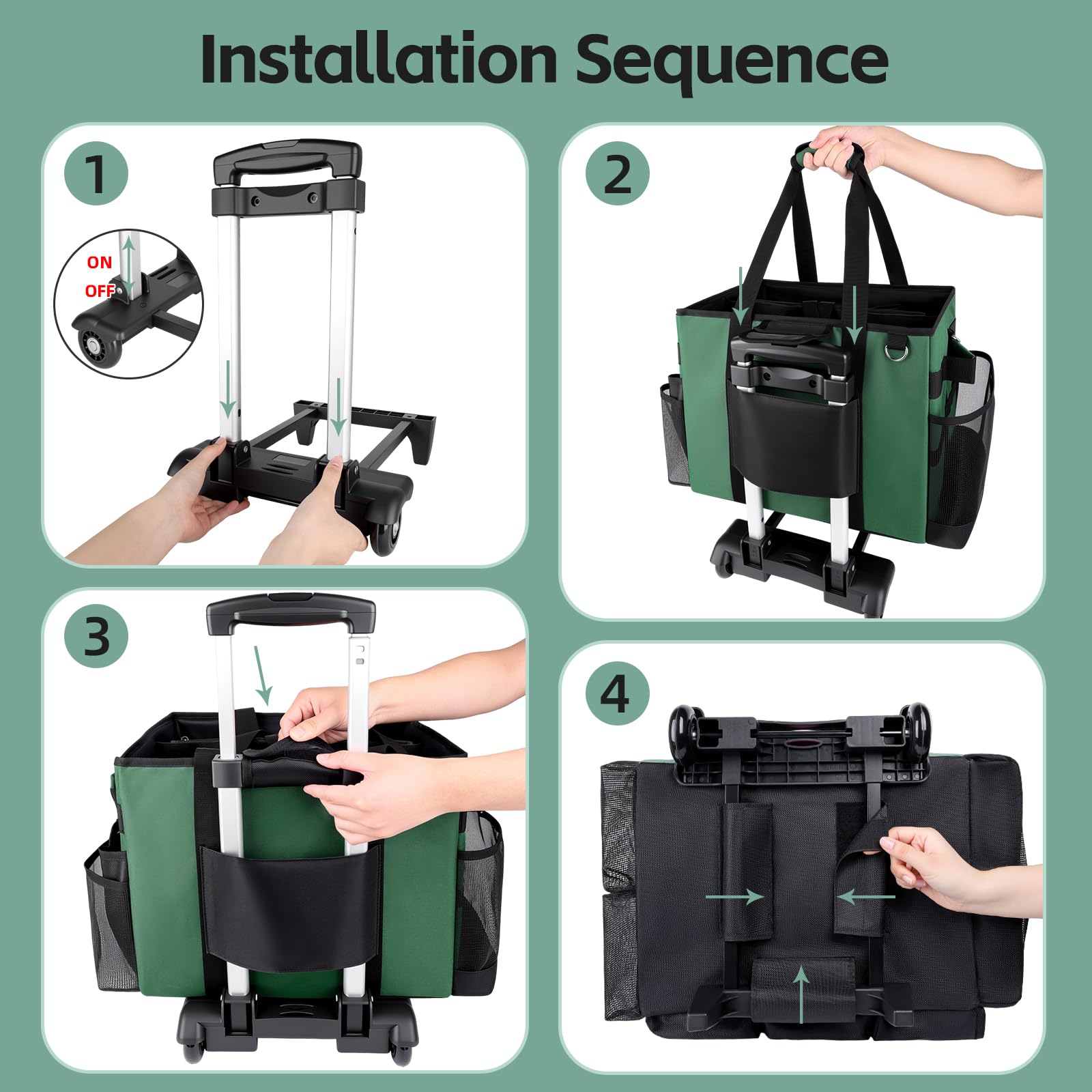 Large Rolling Cleaning Caddy Bag with Wheels