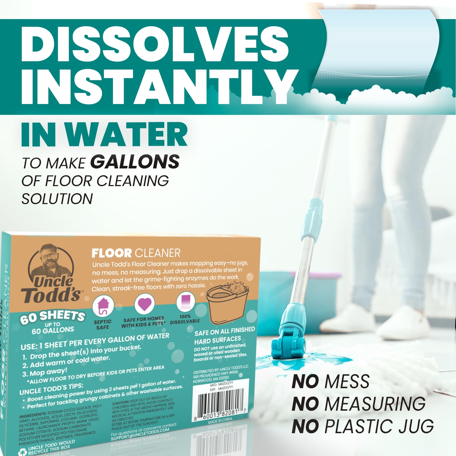 Floor Cleaner for Mopping (60 Count)
