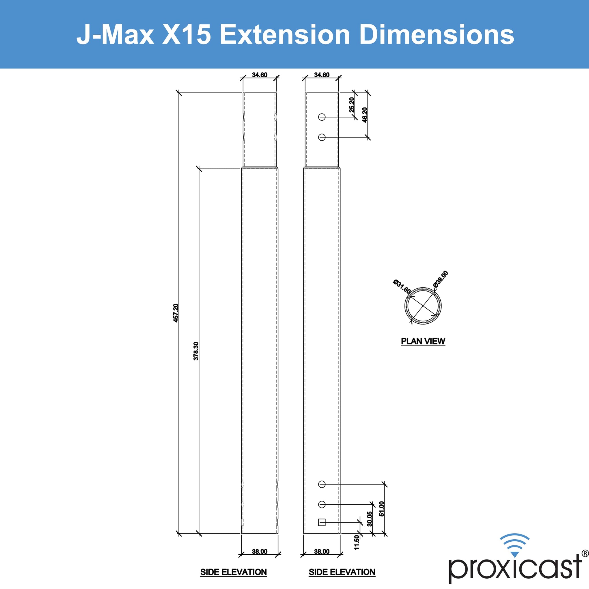 15 inch Stainless Steel Extension Pole for J