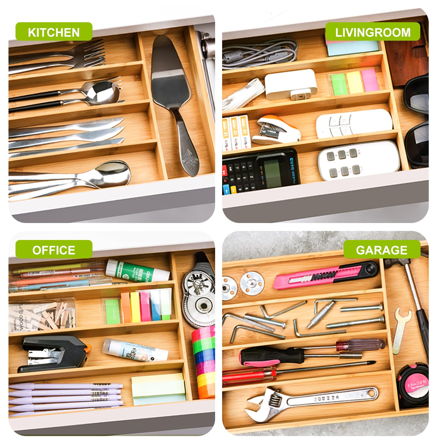 Bamboo Silverware Drawer Tray