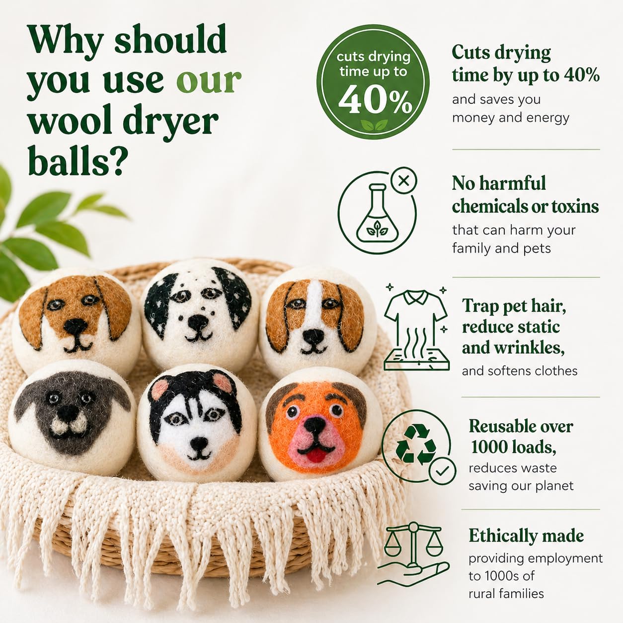 Wool Dryer Balls XL 6 (6 Count)