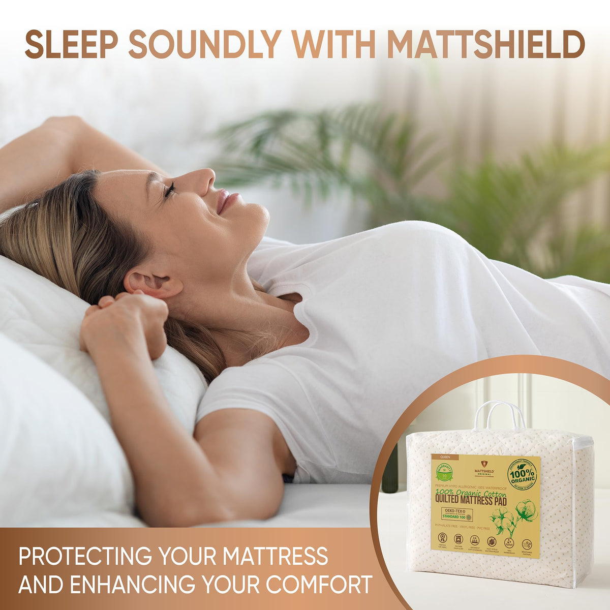 Luxury Quilted Organic Cotton Mattress Protector King Size