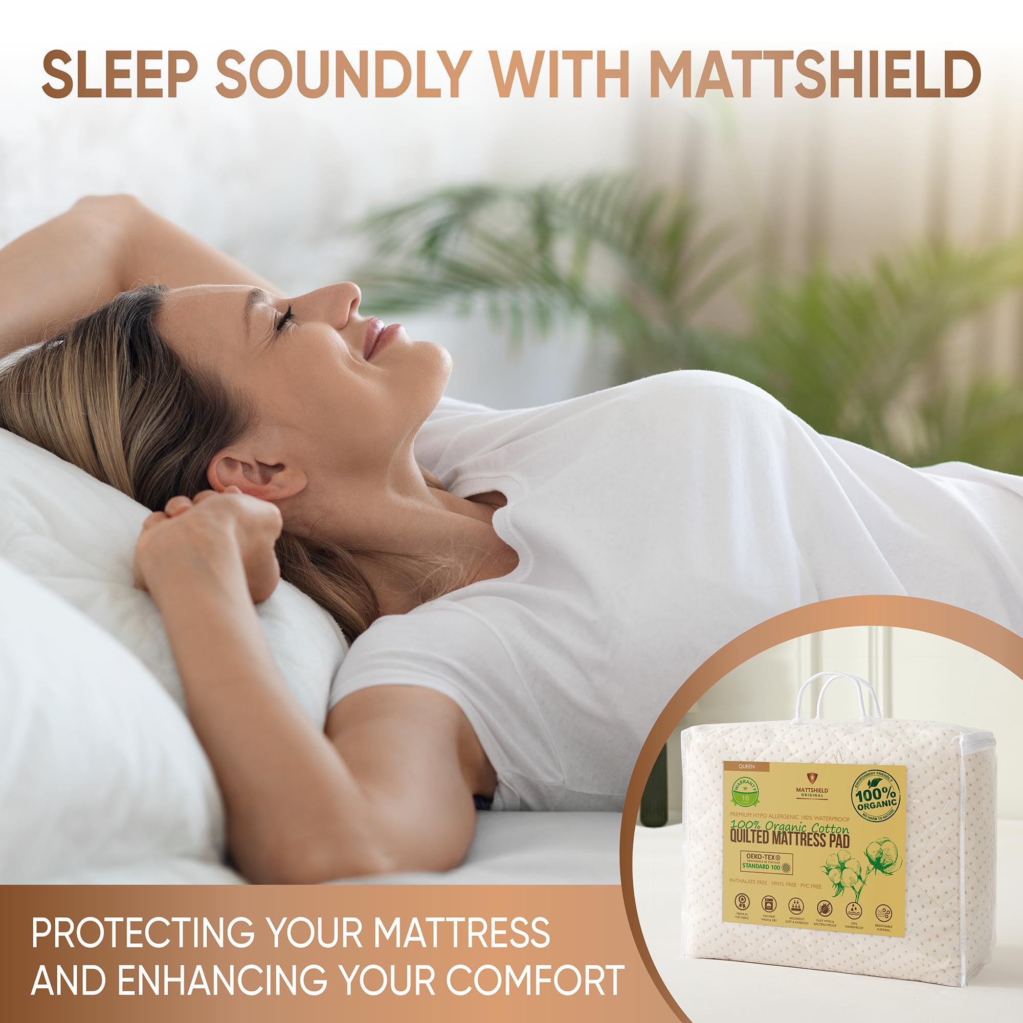 Luxury Quilted Organic Cotton Mattress Protector King Size