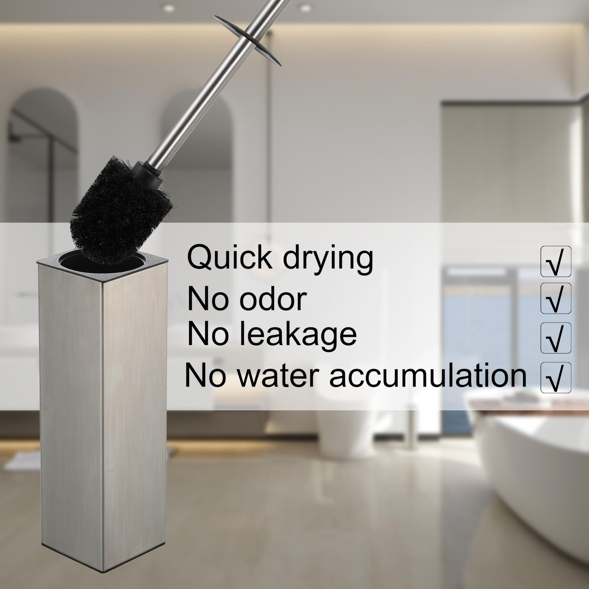 Square Toilet Brush with Holder