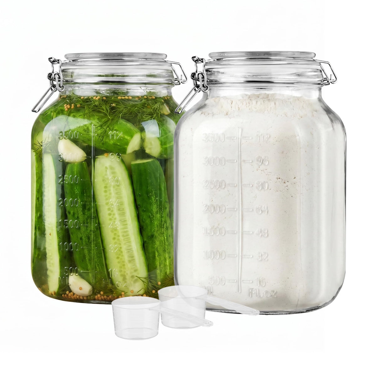 1.1 Gallon Glass Storage Jars with Airtight Clamp Lids (2 Count)