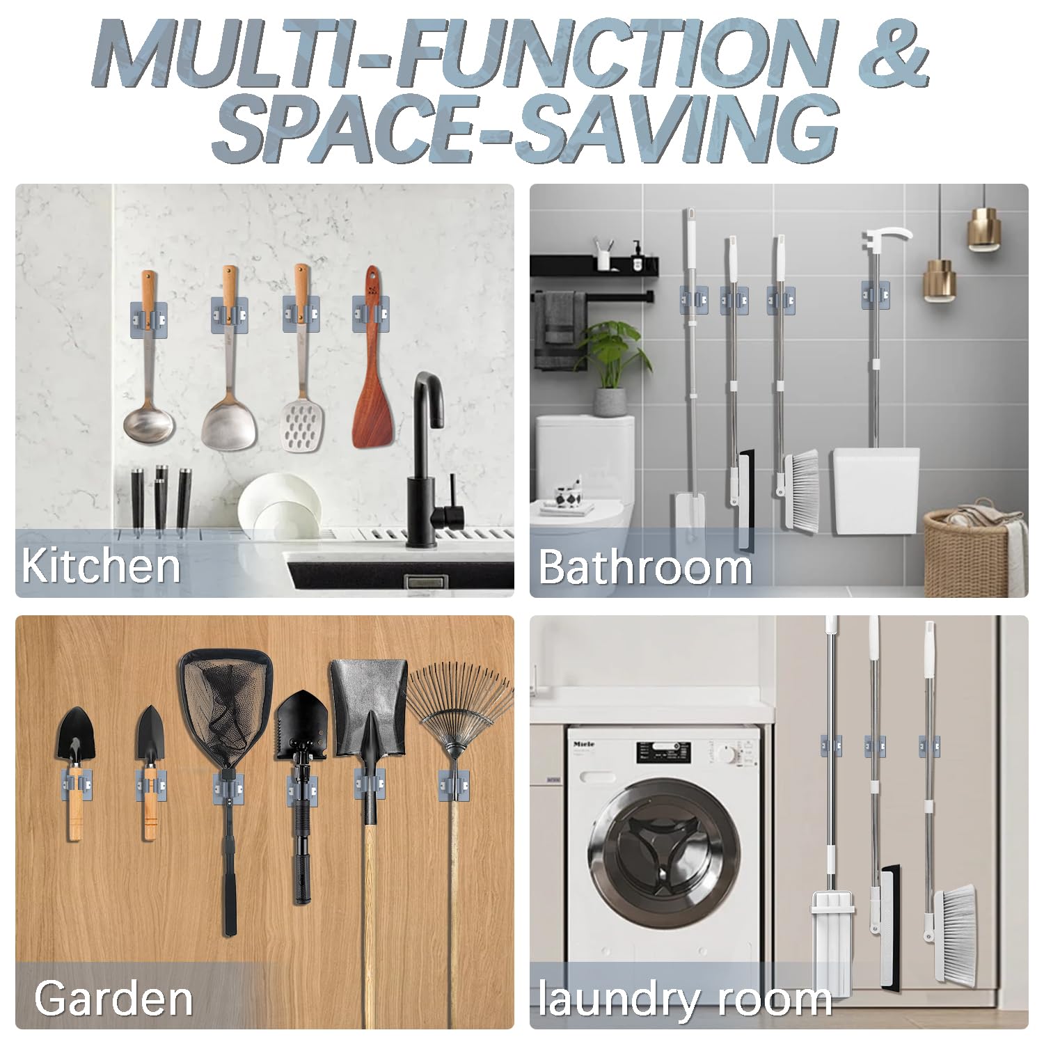 24 Pack Self Adhesive Broom Holder Wall Mount (24 Count)