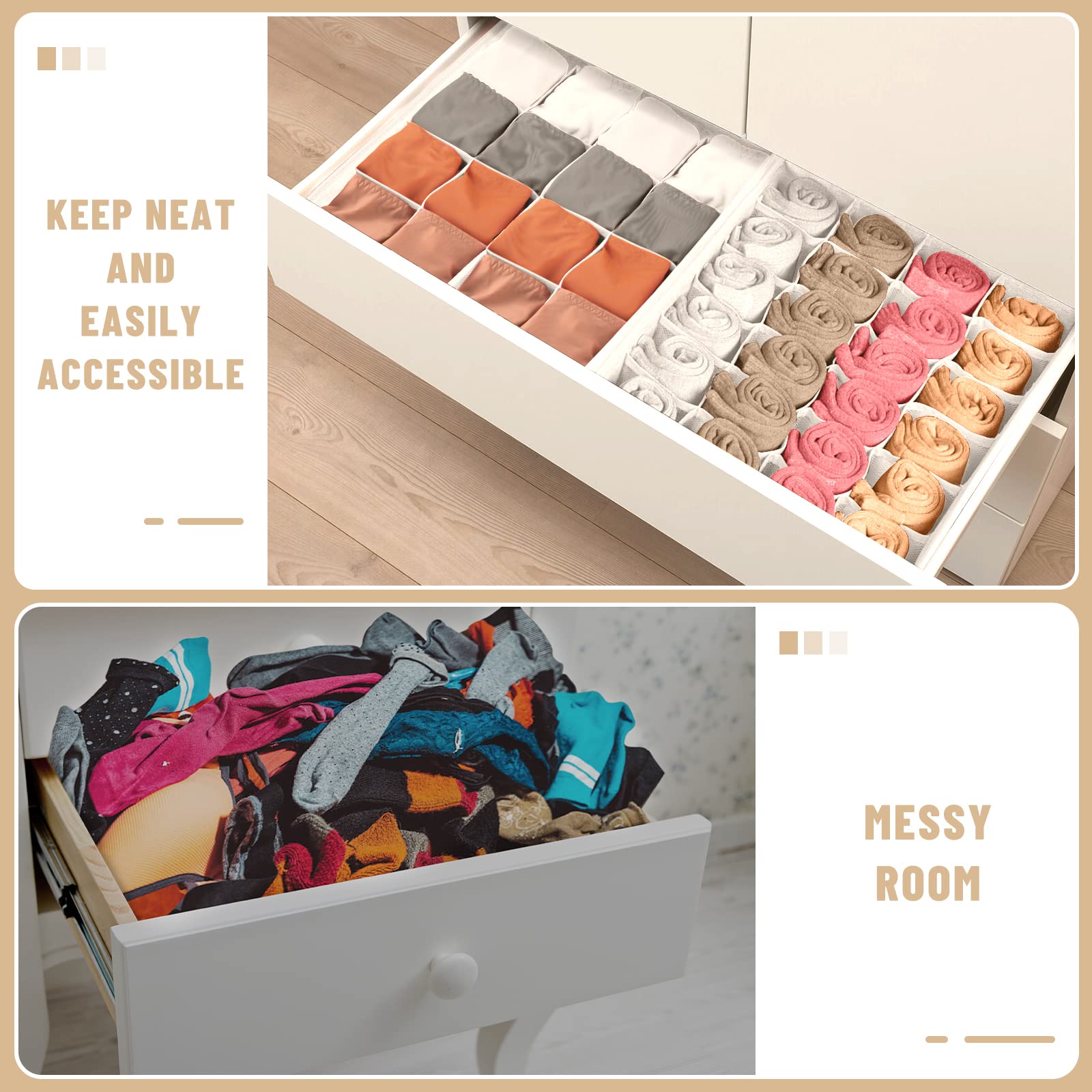 3 Pack Sock Underwear Drawer Organizer Dividers (3 Count)