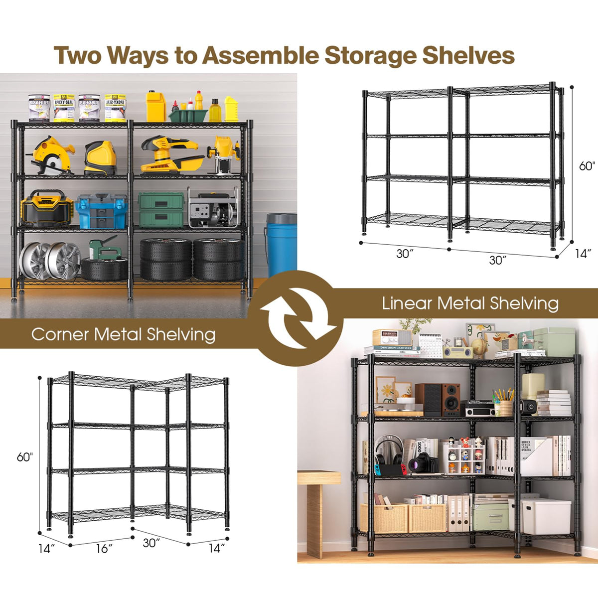 4 Tier Metal Storage Rack (4 Count)