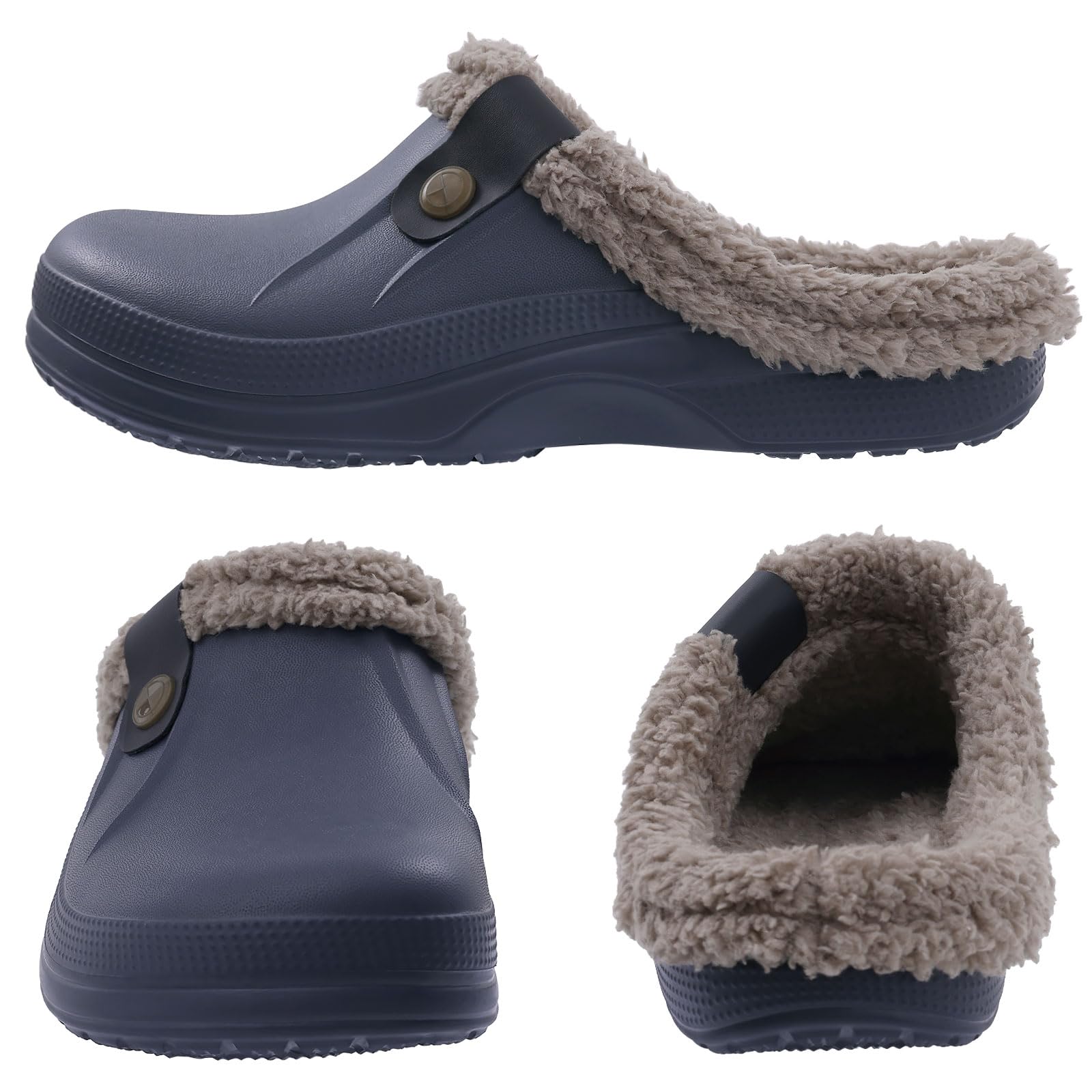 Fur Lined Clogs for Women & Men Fuzzy Slippers with Memory Foam