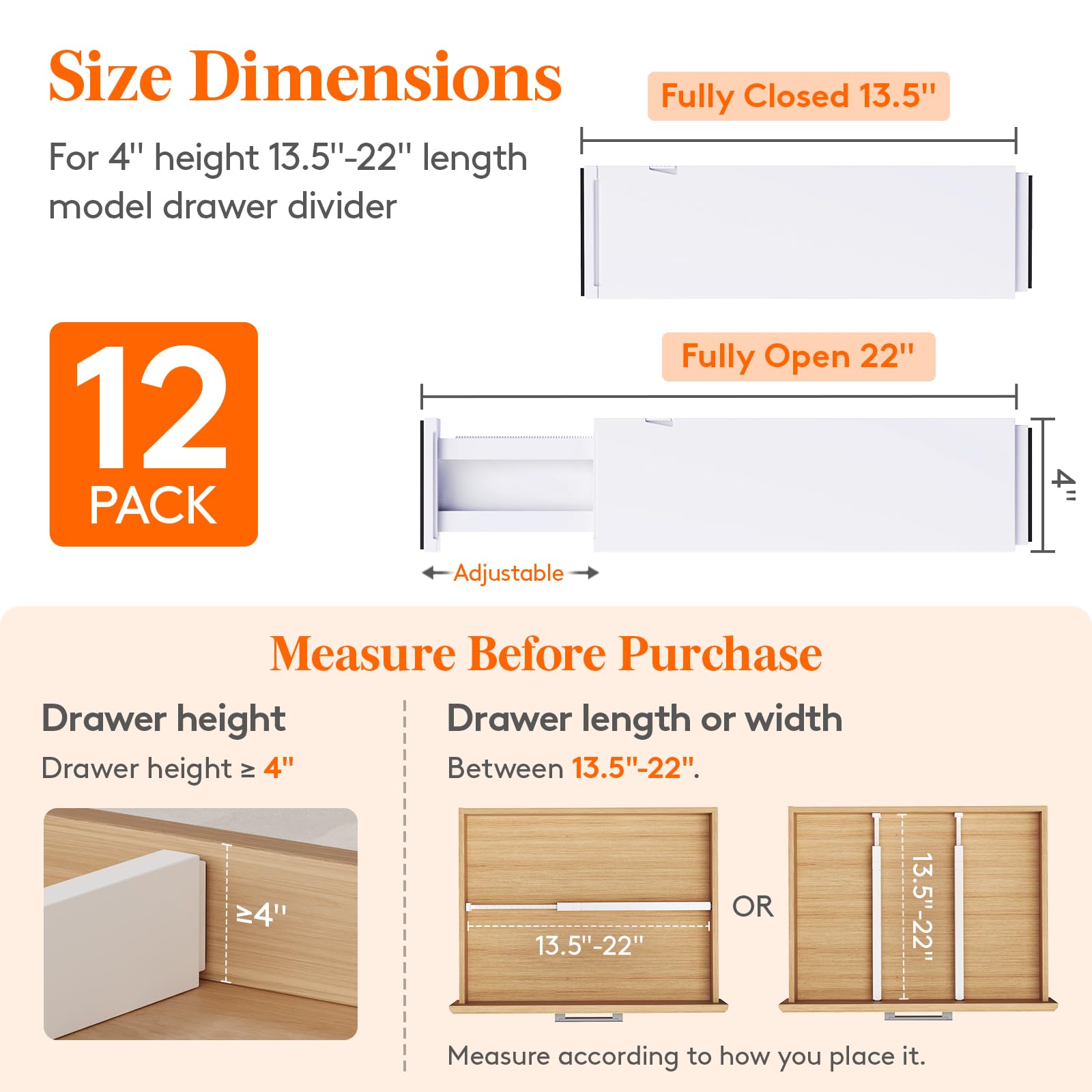 4" High Upgrade Drawer Divider (12 Count)