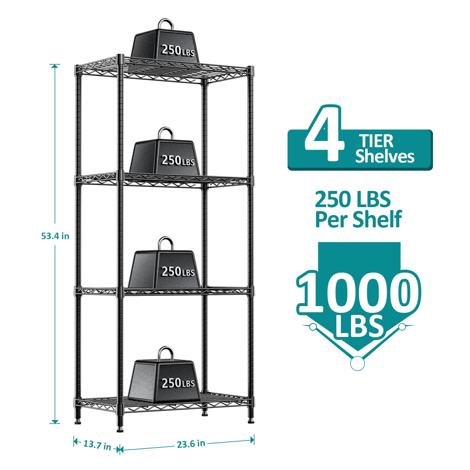 4 Tier Metal Shelf Rack