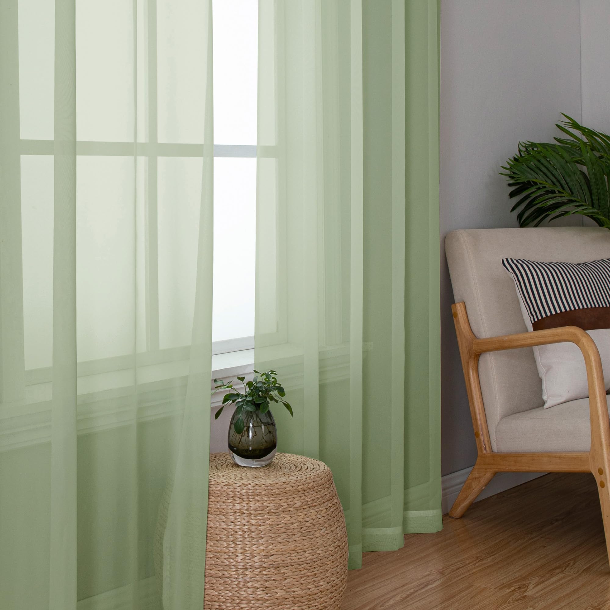 Light Green Sheer Curtains 84 Inches Long