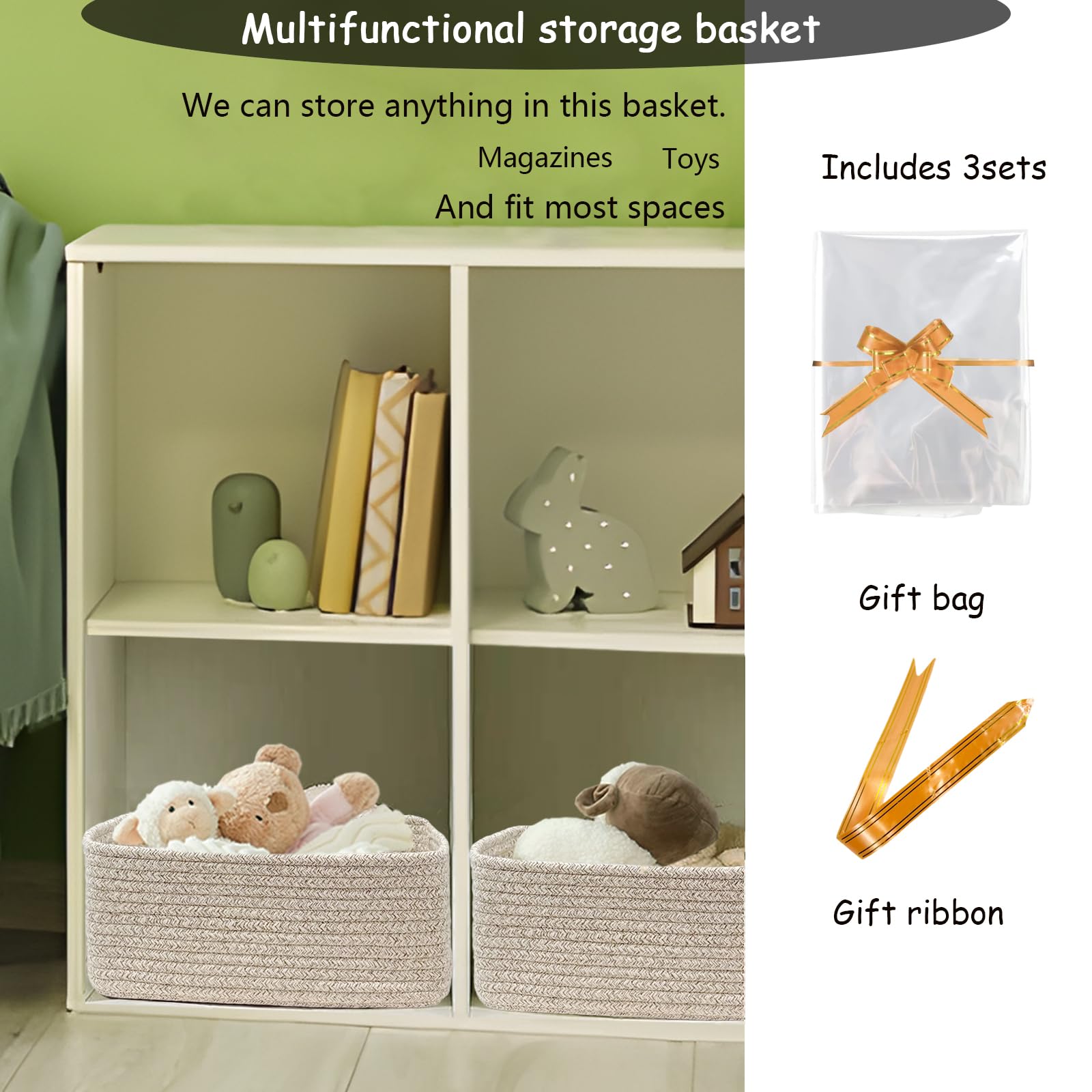 COMFY HOMI 11.5"x7.5"x4.7" Storage Baskets for Organizing (3 Count)
