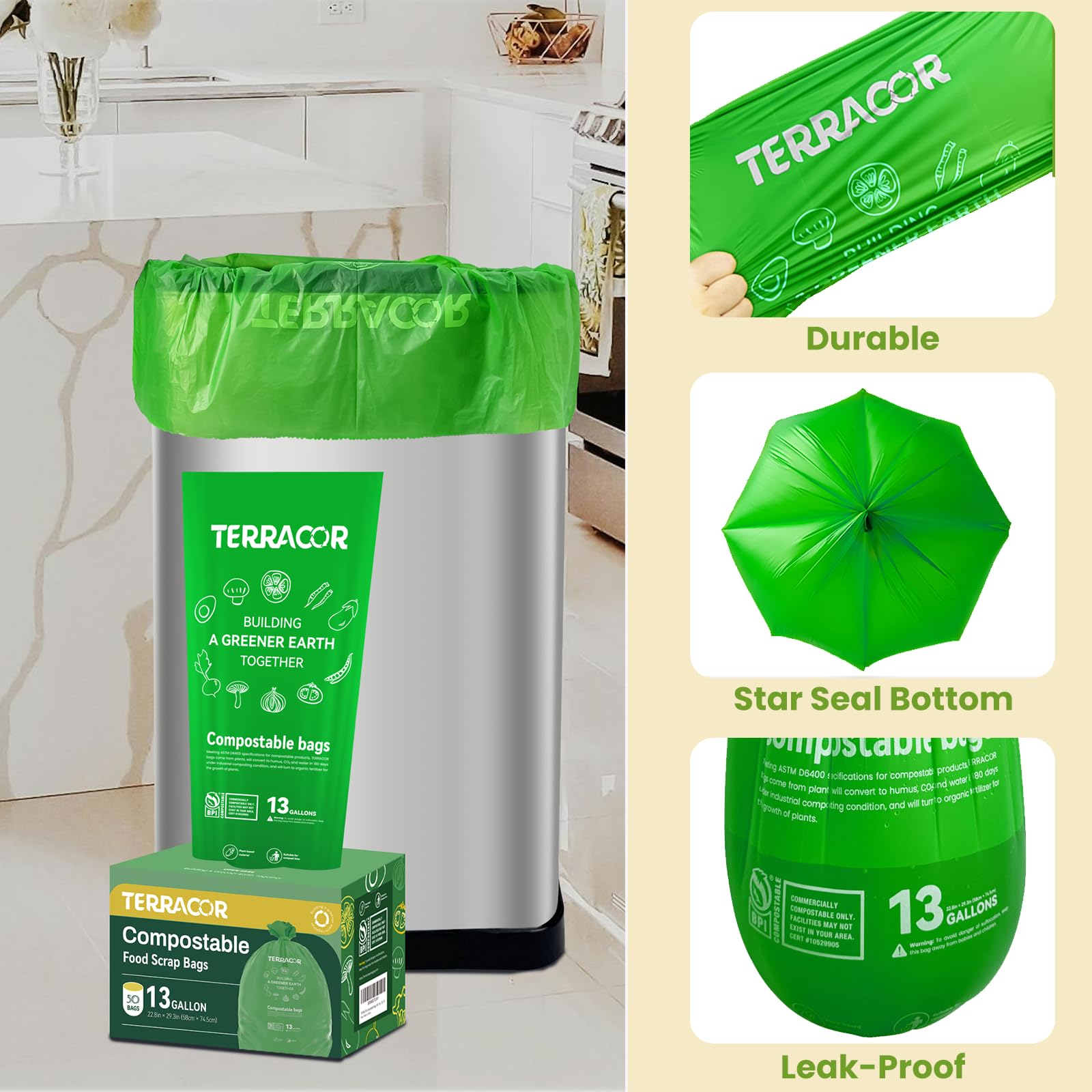 13 Gallon Compostable Trash Bags (50 Count)