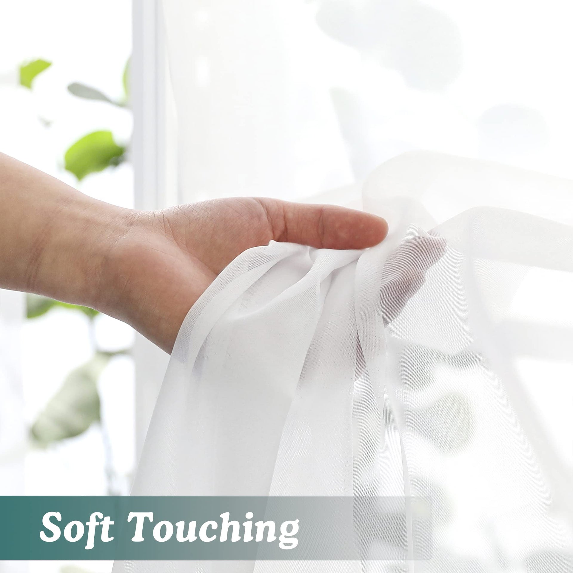 Ivory Sheer Scarf Valances for Windows 216 Inch Extra Long (2 Count)