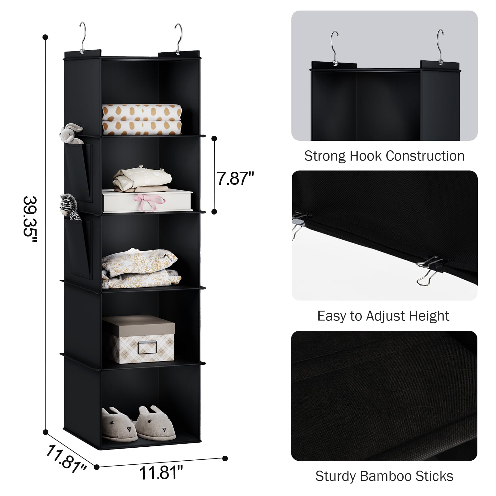 Hanging Closet Organizer and Storage for Clothes (5 Shelves)