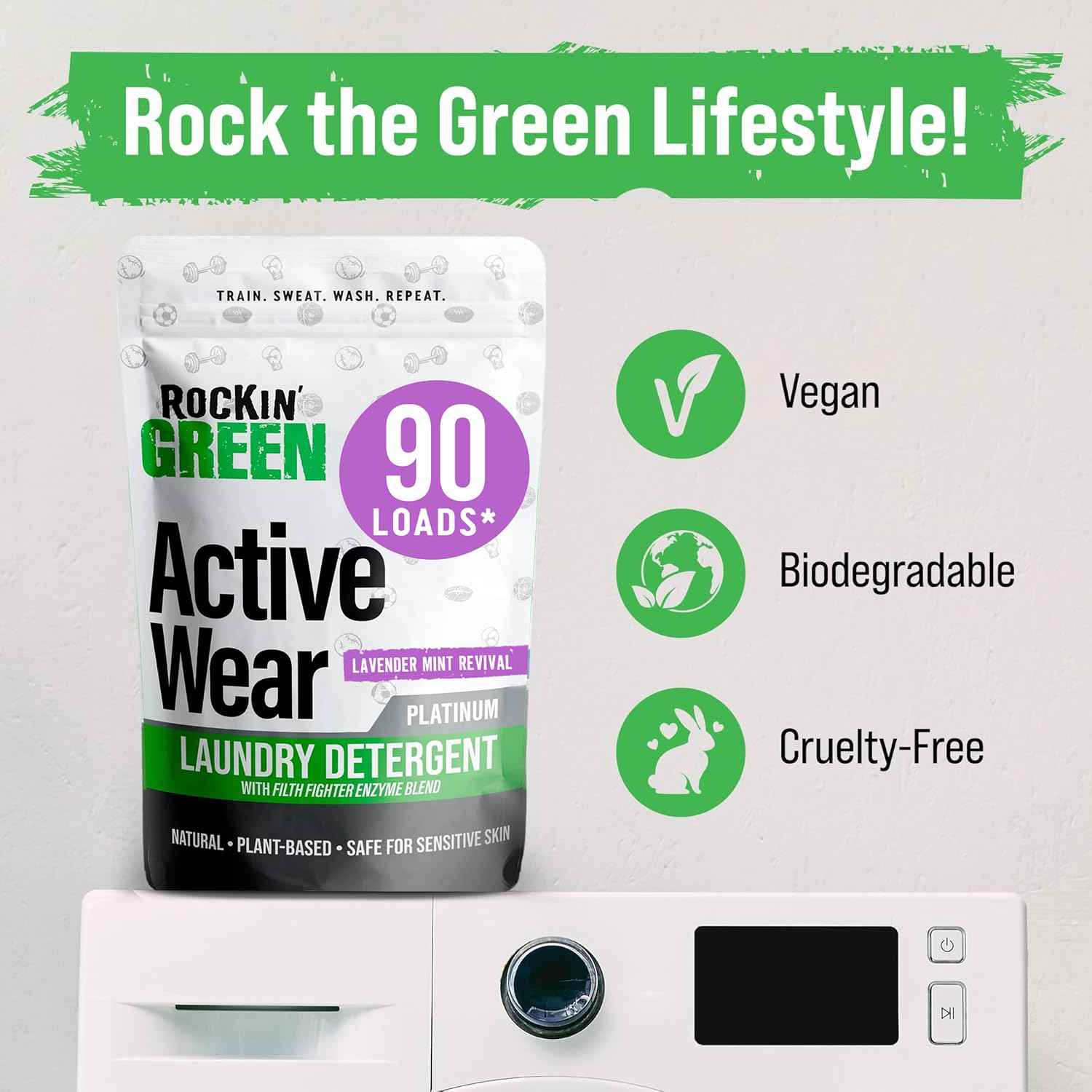 Active Wear Laundry Detergent Powder Lavander Mint 90 Loads (45 Ounce)