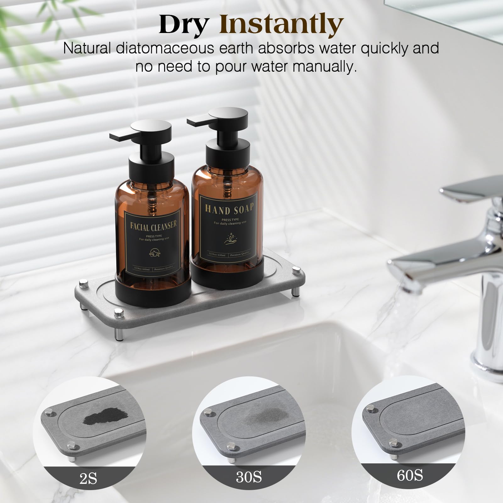 15oz Glass Foaming Soap Dispenser Set (2 Count)