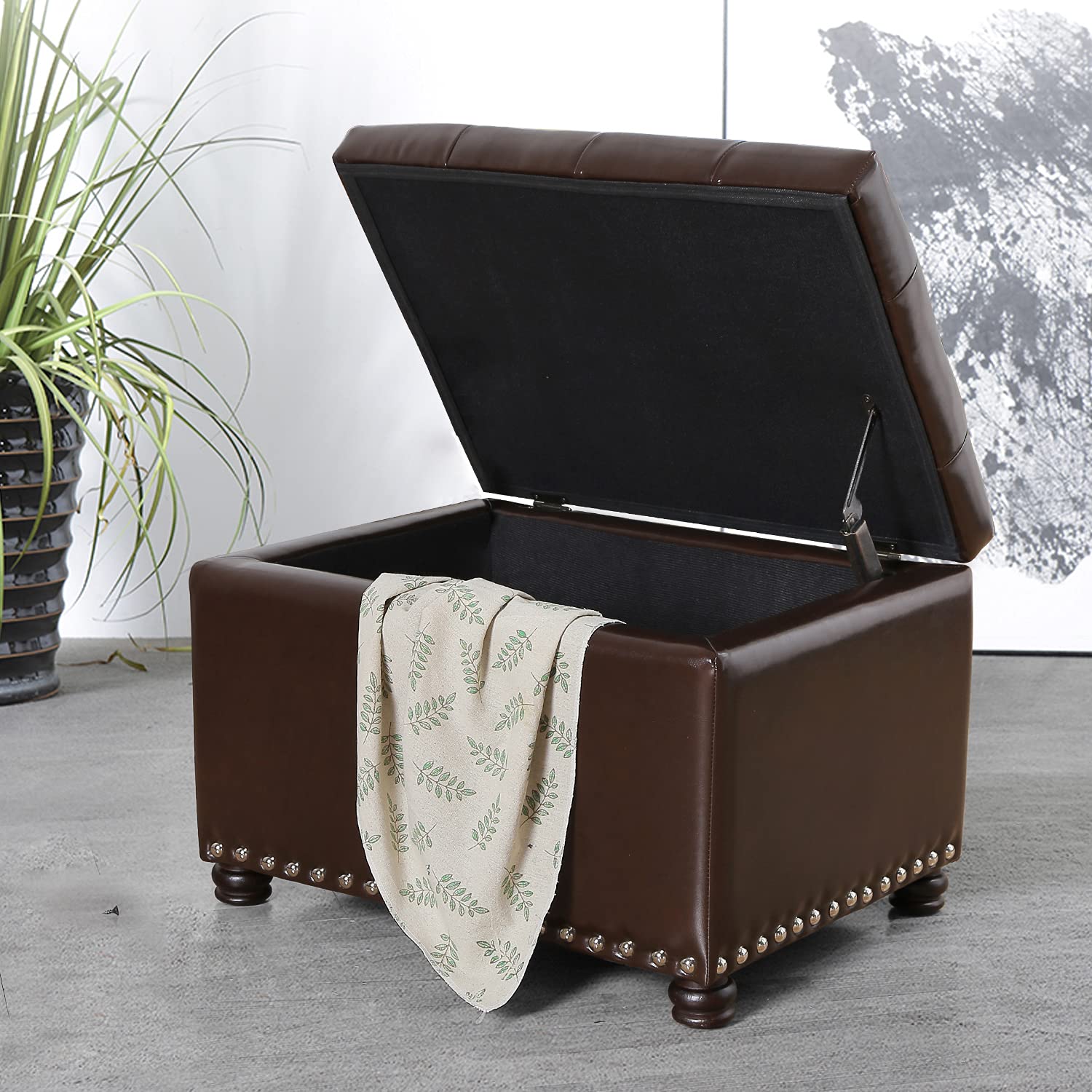 Leather Ottoman with Storage