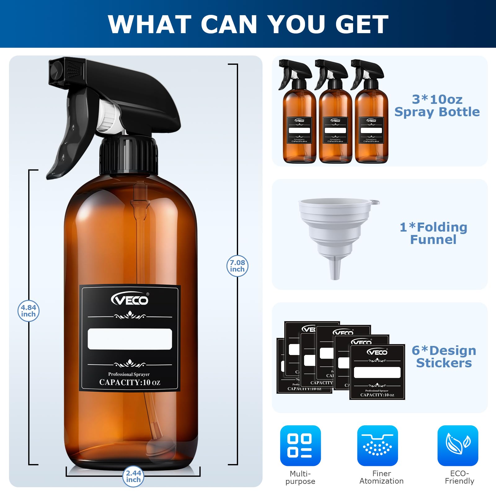 10oz Spray Bottle with Adjustable Nozzle (3 Count)