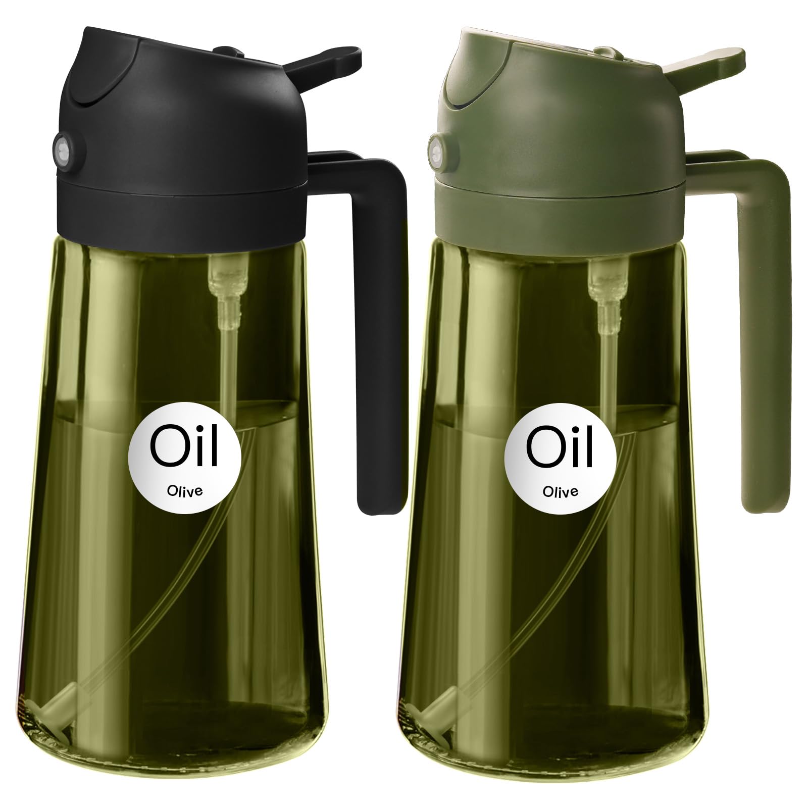 16 oz 2-in-1 Dark Glass Oil Sprayer & Dispenser, BlackOliveGreen