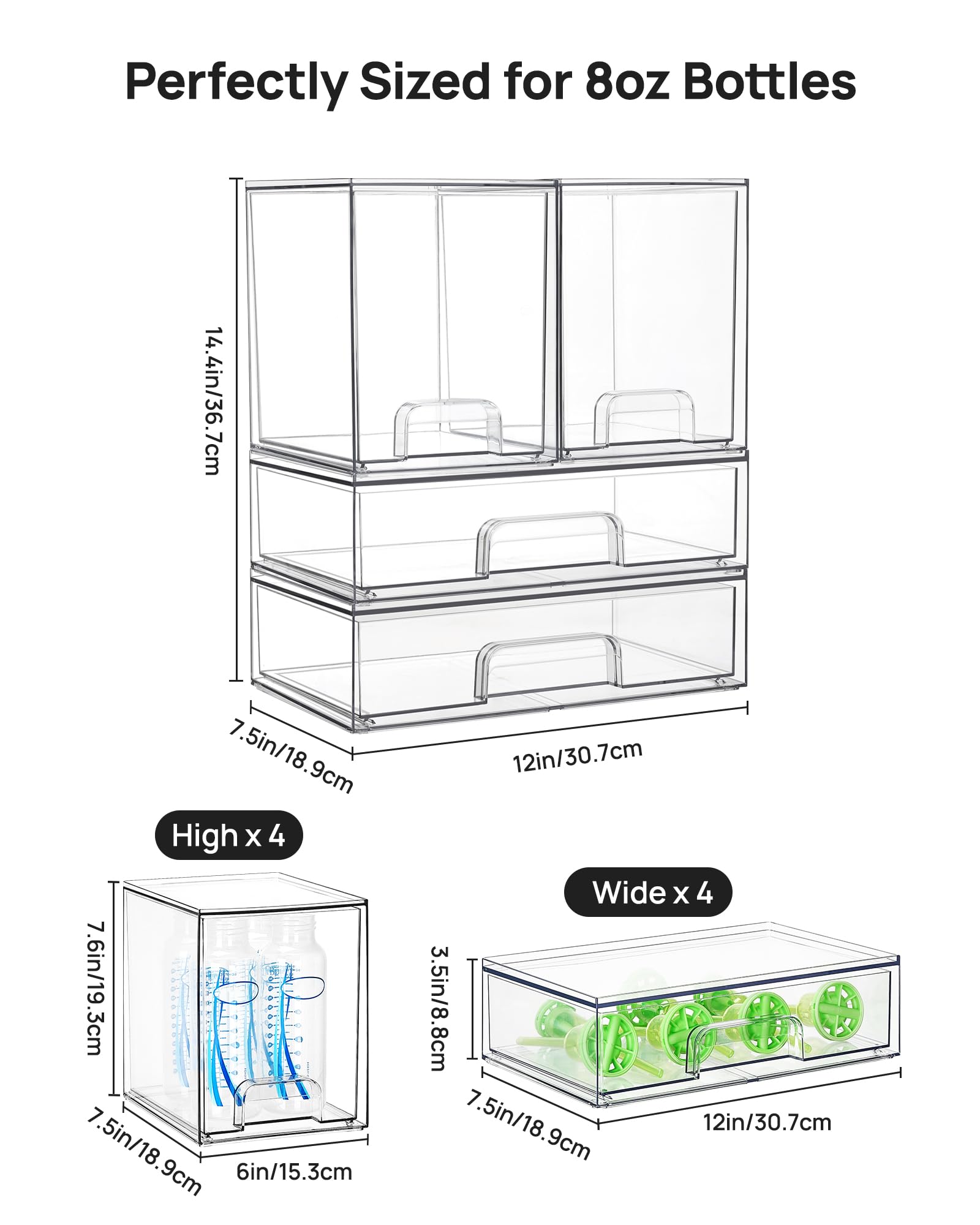 Clear Stackable Storage Drawers Set of 8 (8 Count)