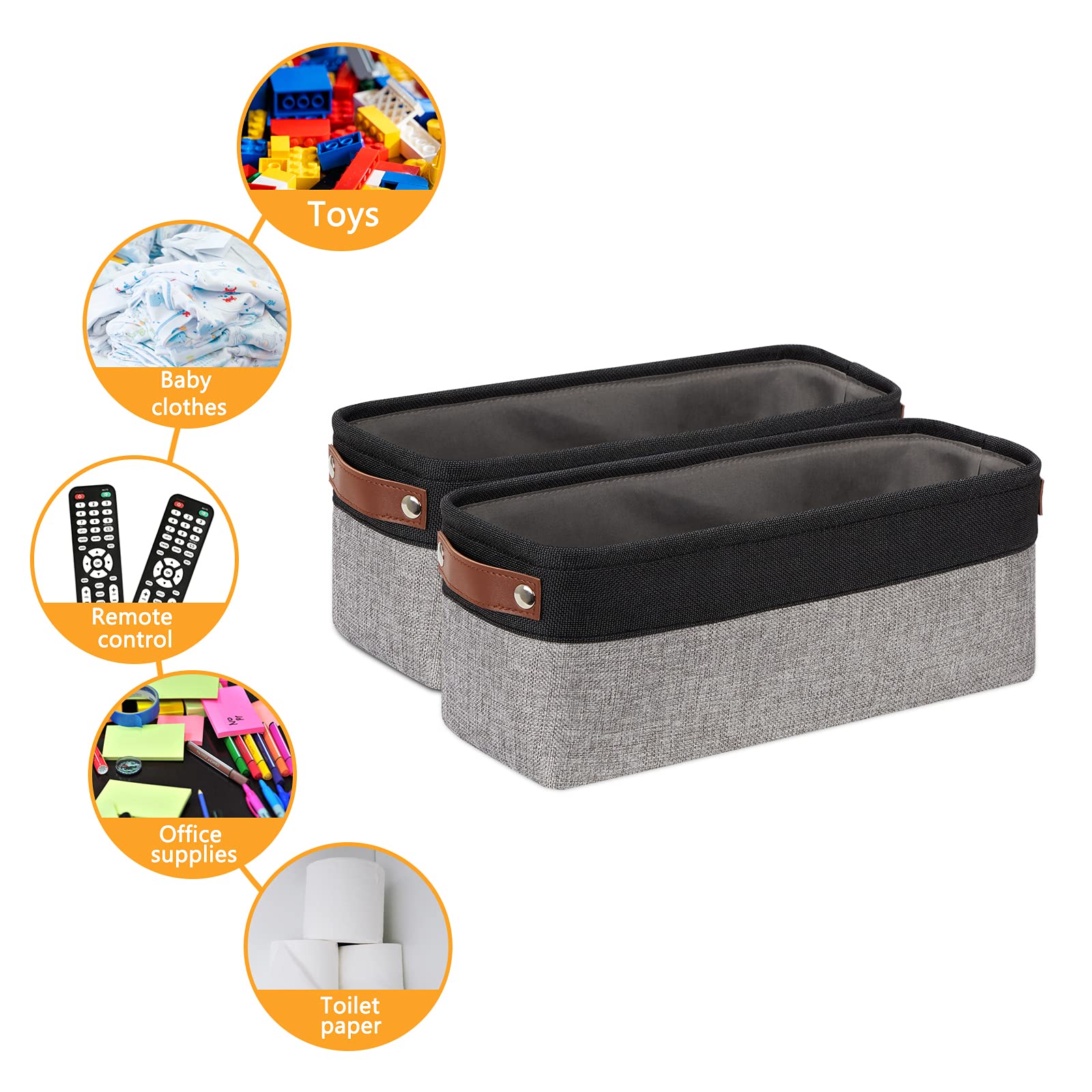Small Bathroom Baskets for Toilet Fabric Storage Baskets 2 Pack (2 Count)