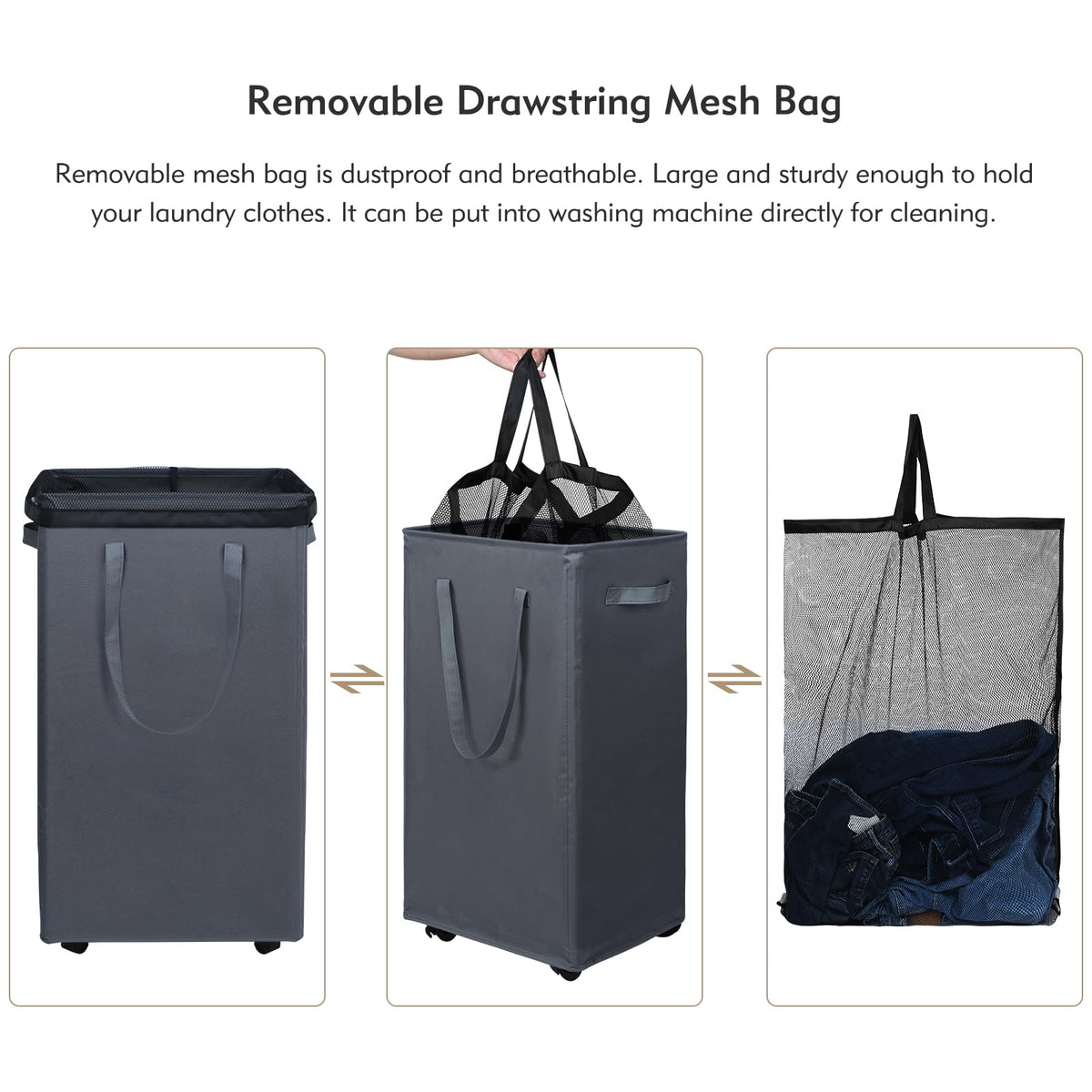 90L X Large Rolling Laundry Basket Hamper on Wheels