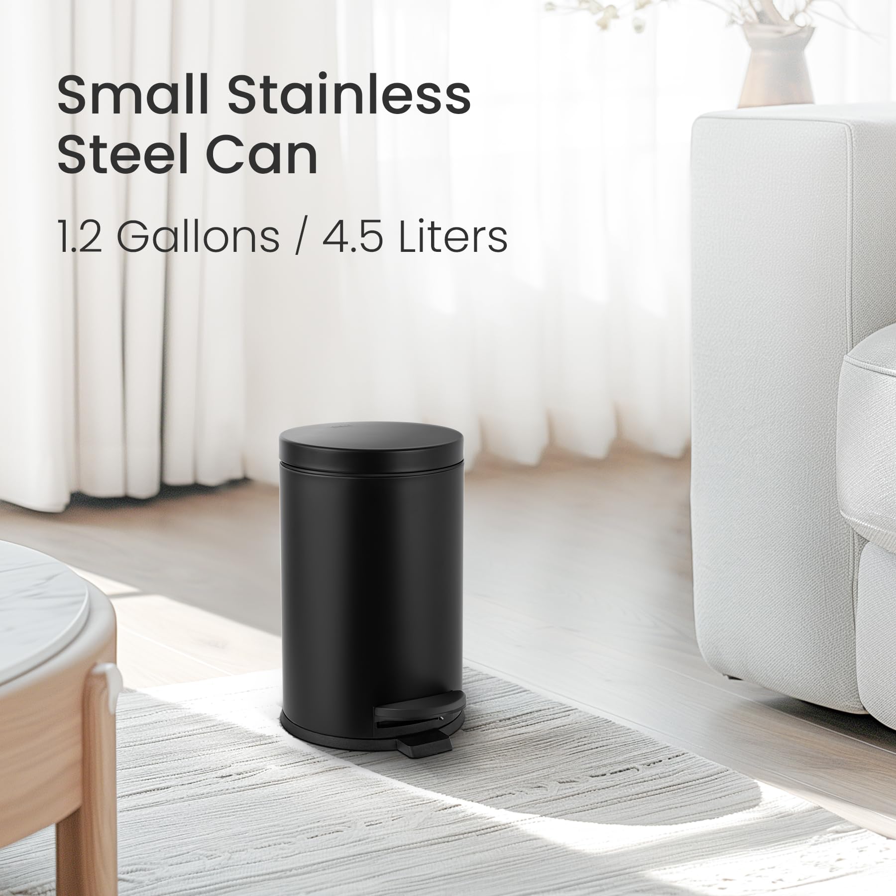Small Round Bathroom Trash Can with Lid Soft Close