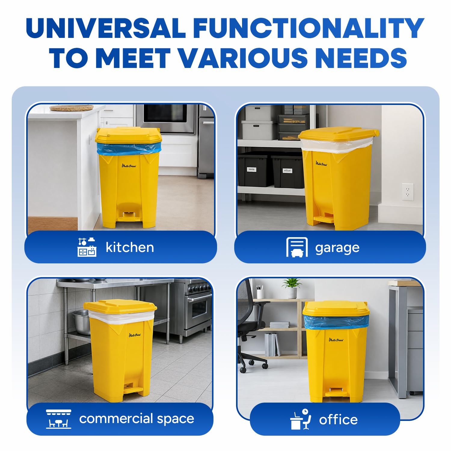 22 Gallon Kitchen Trash Can with Lid and Foot Pedal