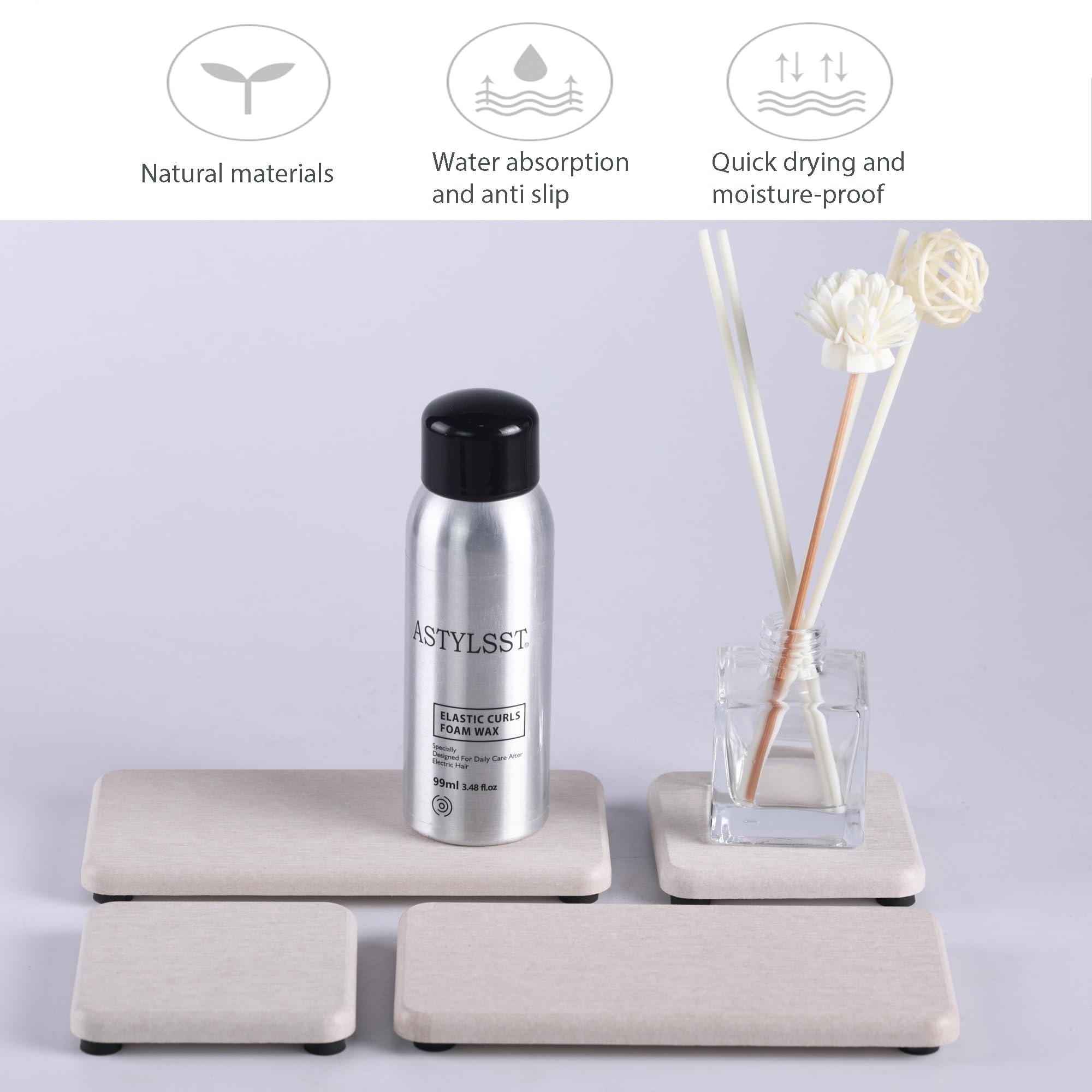 Set of 4 Water Absorbent Diatomite Coasters (4 Count)