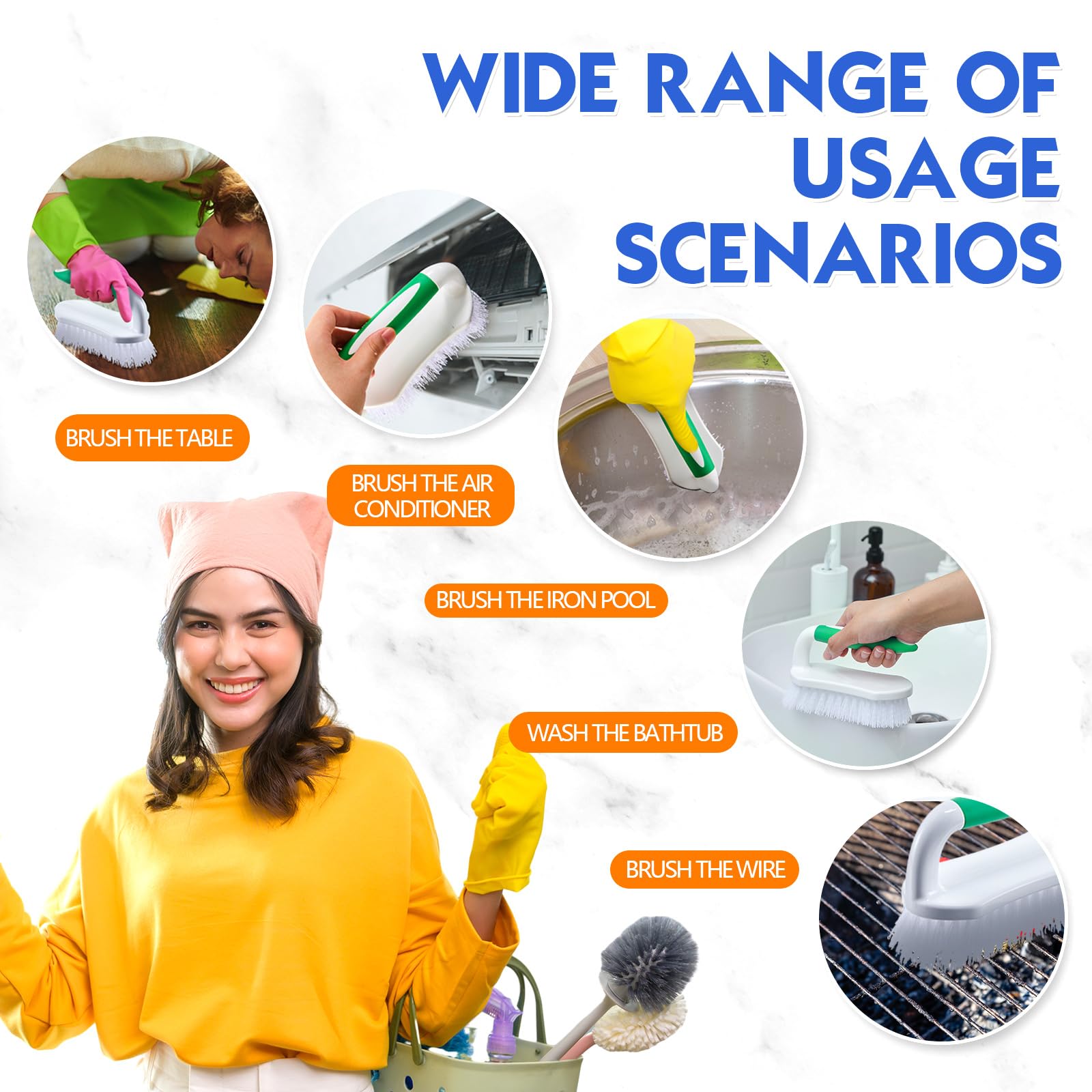 12 Pcs Scrub Brush for Cleaning with Handle Comfortable to Grip Heavy