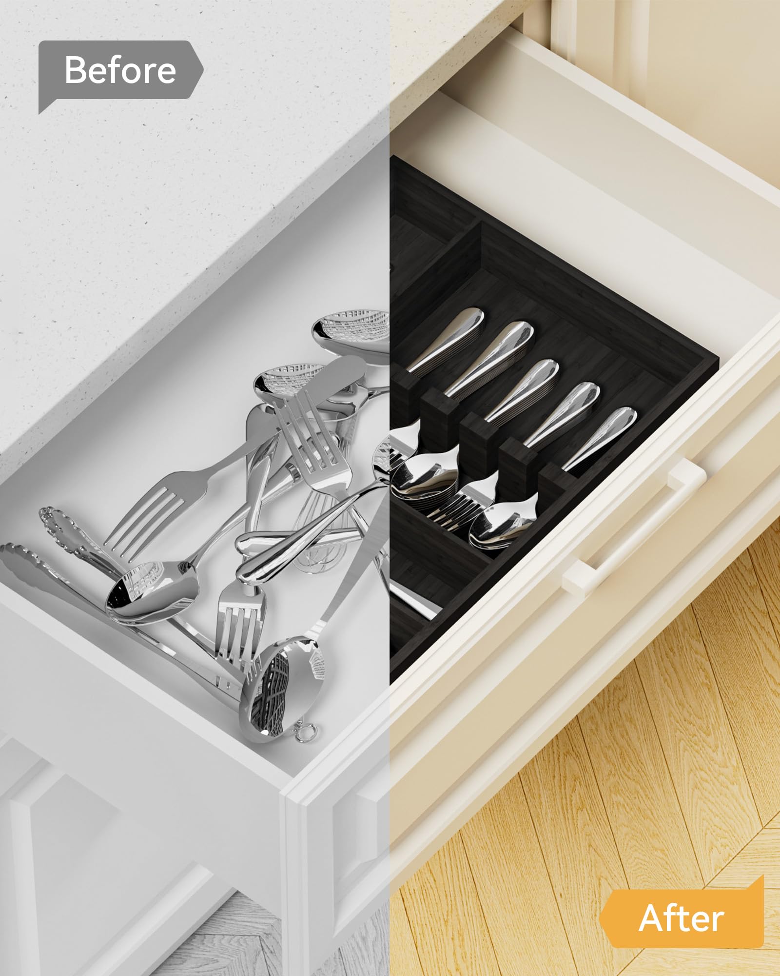 ofidra Bamboo Silverware Organizer