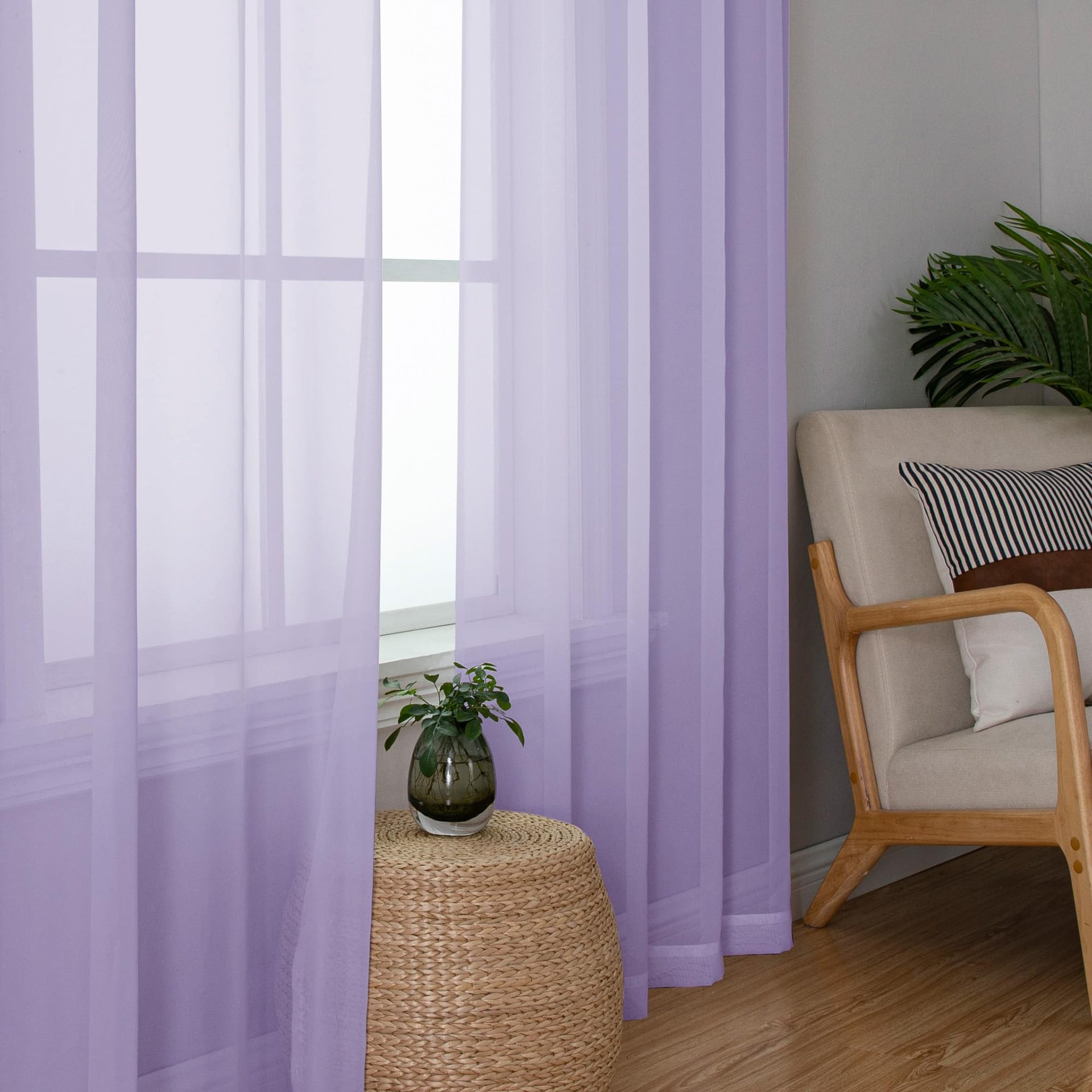 Sheer Lilac Curtains 90 inches Long 2 Panels (2 Count)