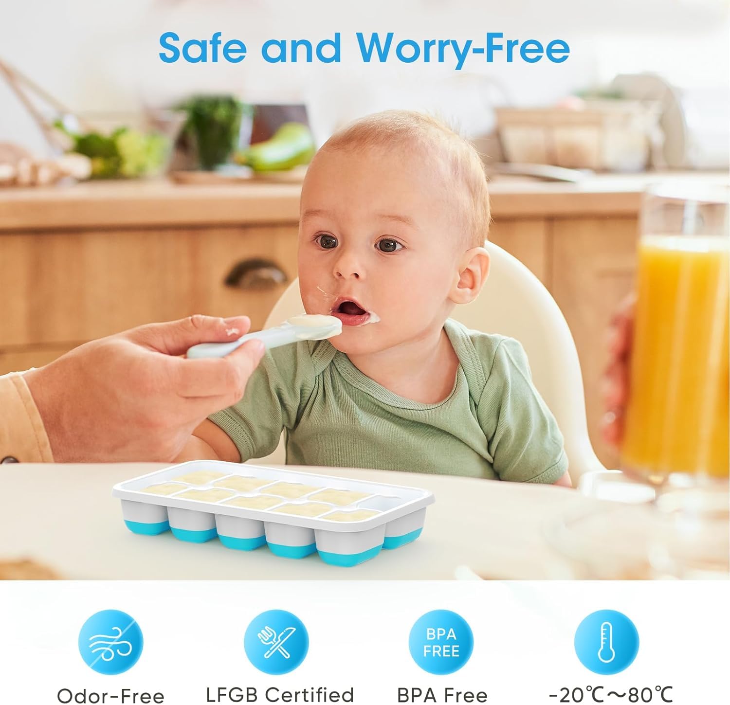 Ice Cube Tray with Lid and Bin (56 Count)