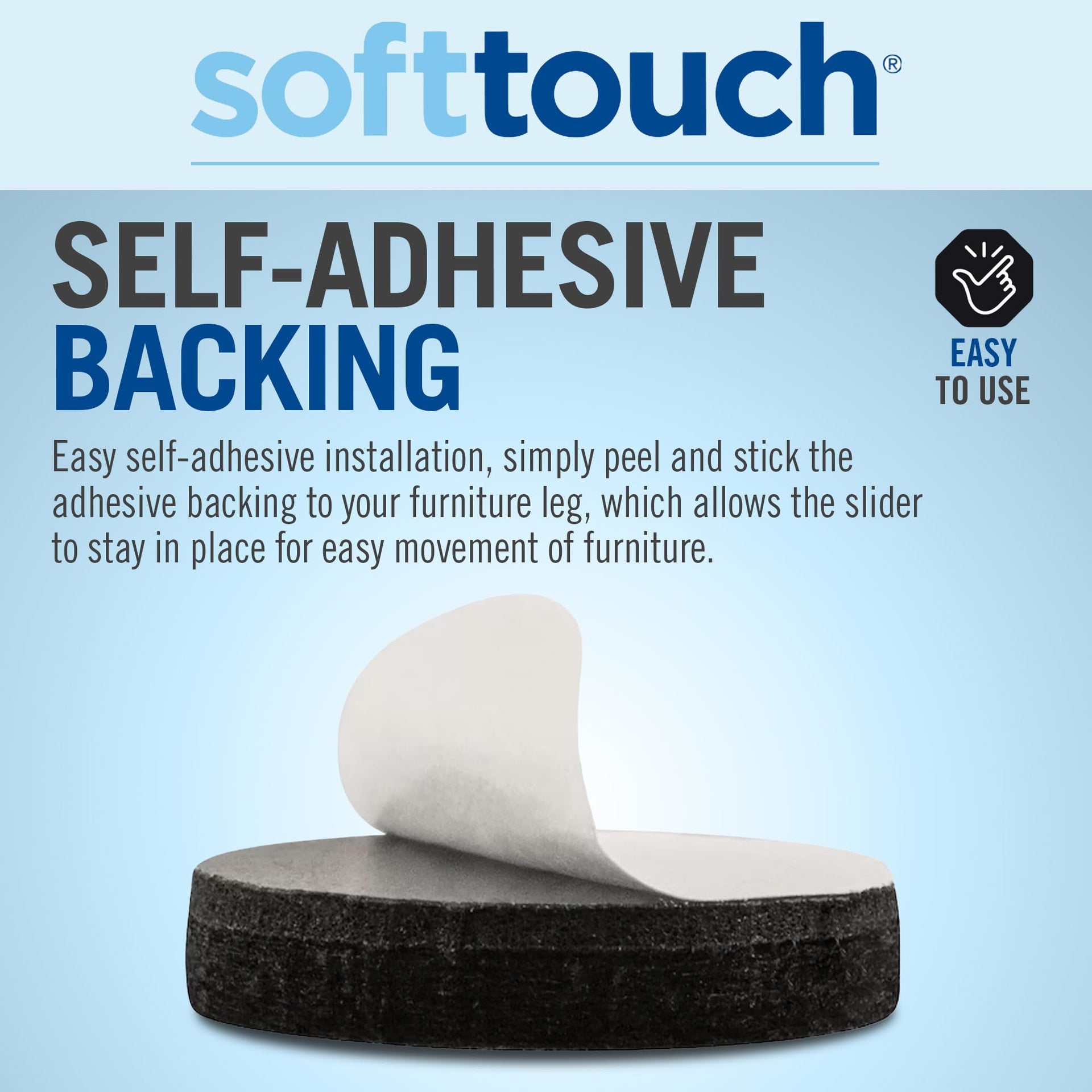 SoftTouch 1" Round Reusable Felt Furniture Sliders for Hard Surfaces (48 Count)