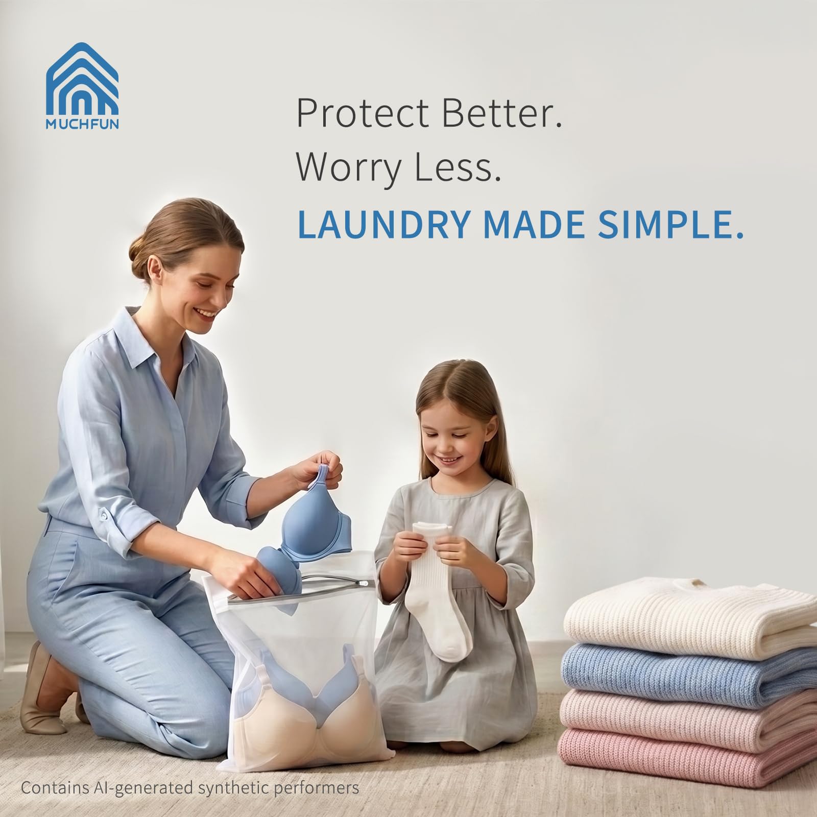 4Pcs Durable Fine Mesh Laundry Bags for Delicates 24 x 24 Inches (4 Count)