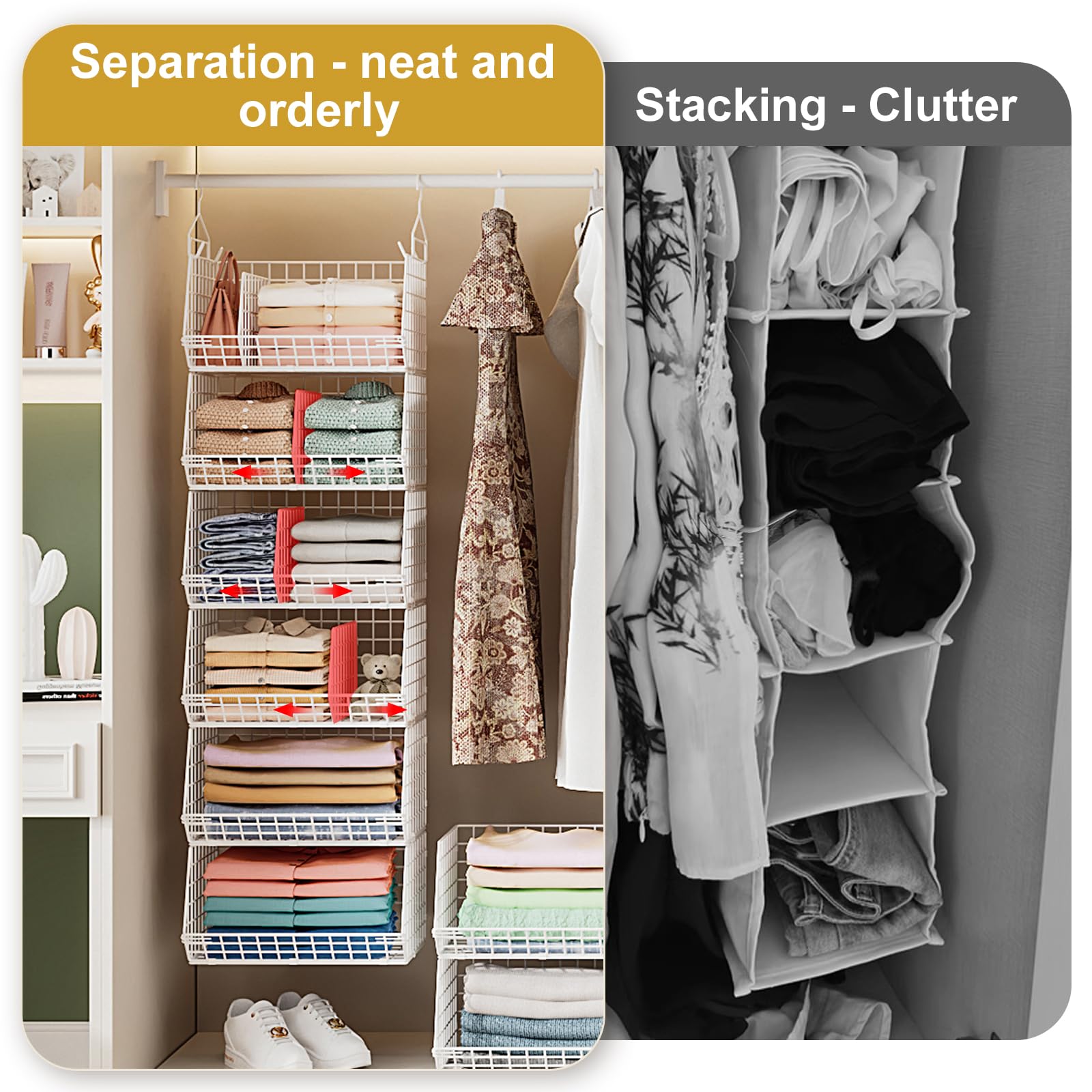 6 Tier Extra Large Hanging Closet Organizer (6 Count)